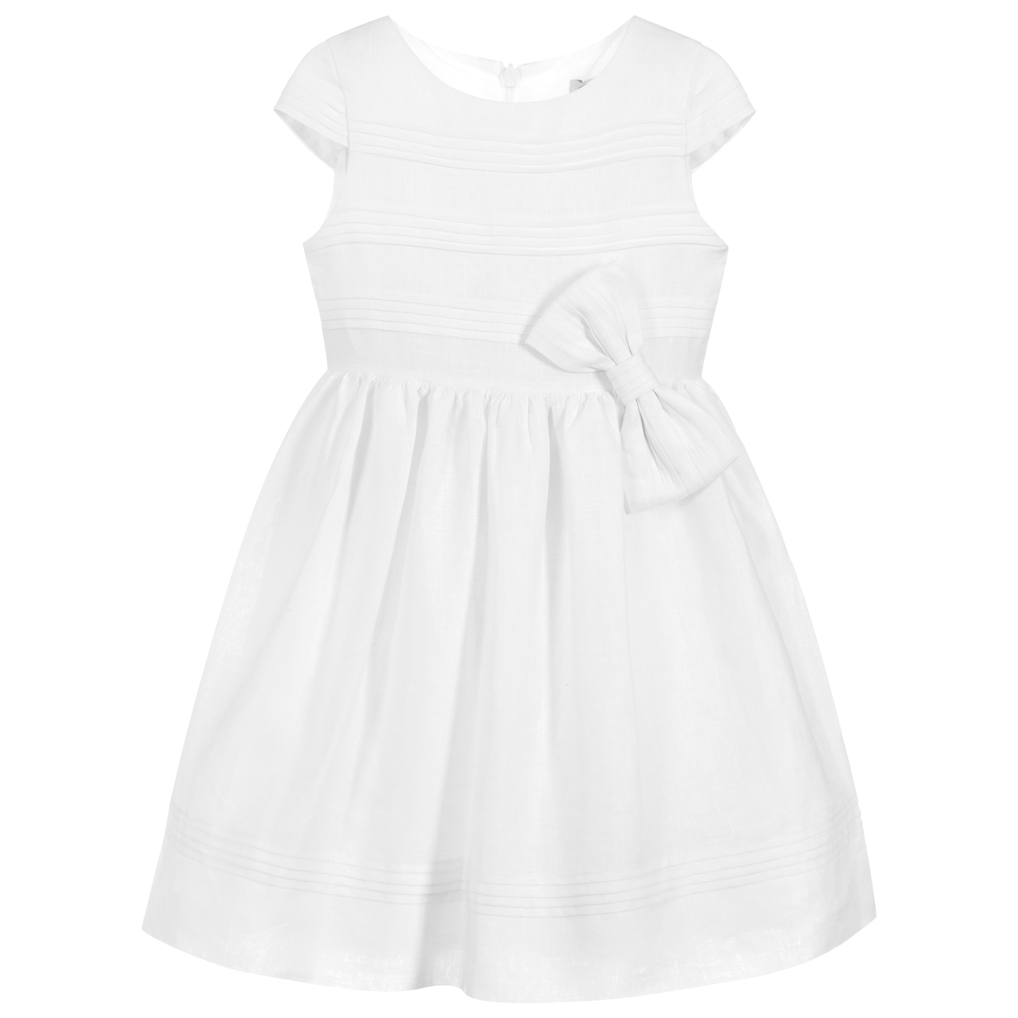 girls white linen dress