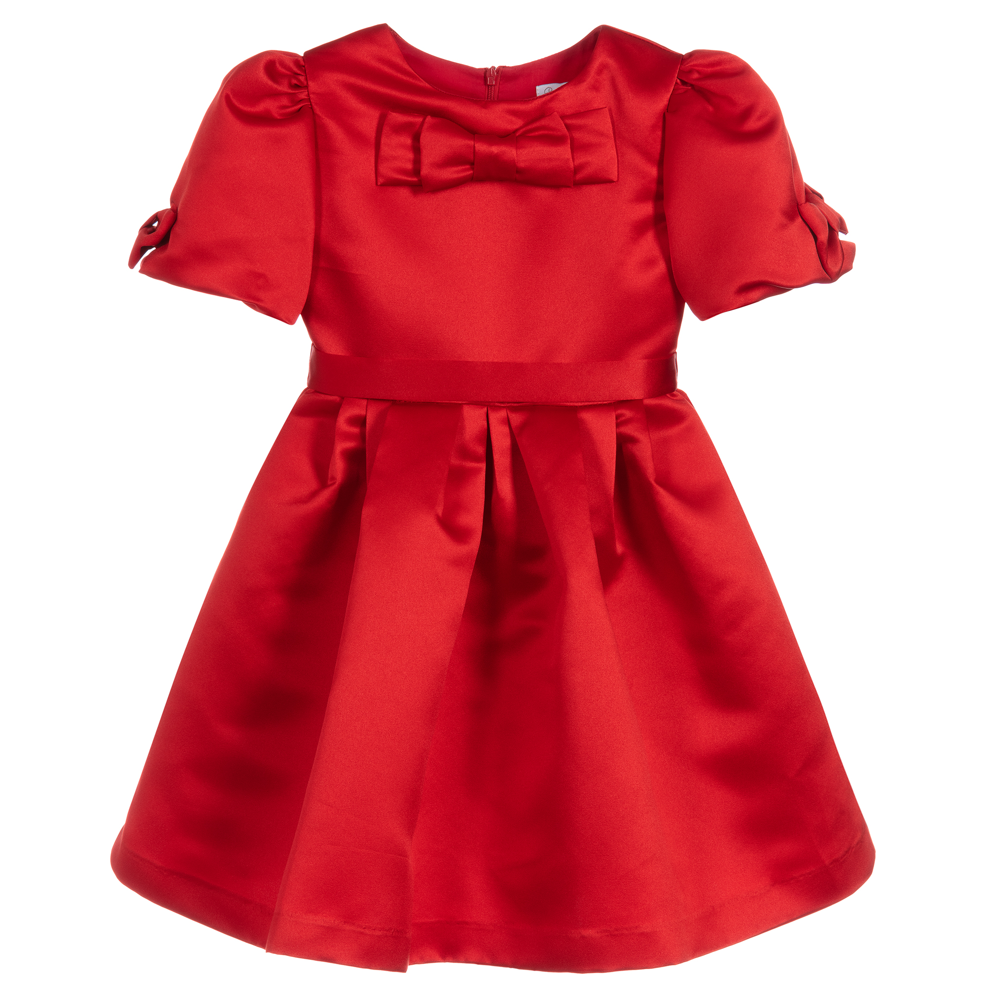girls red satin dress
