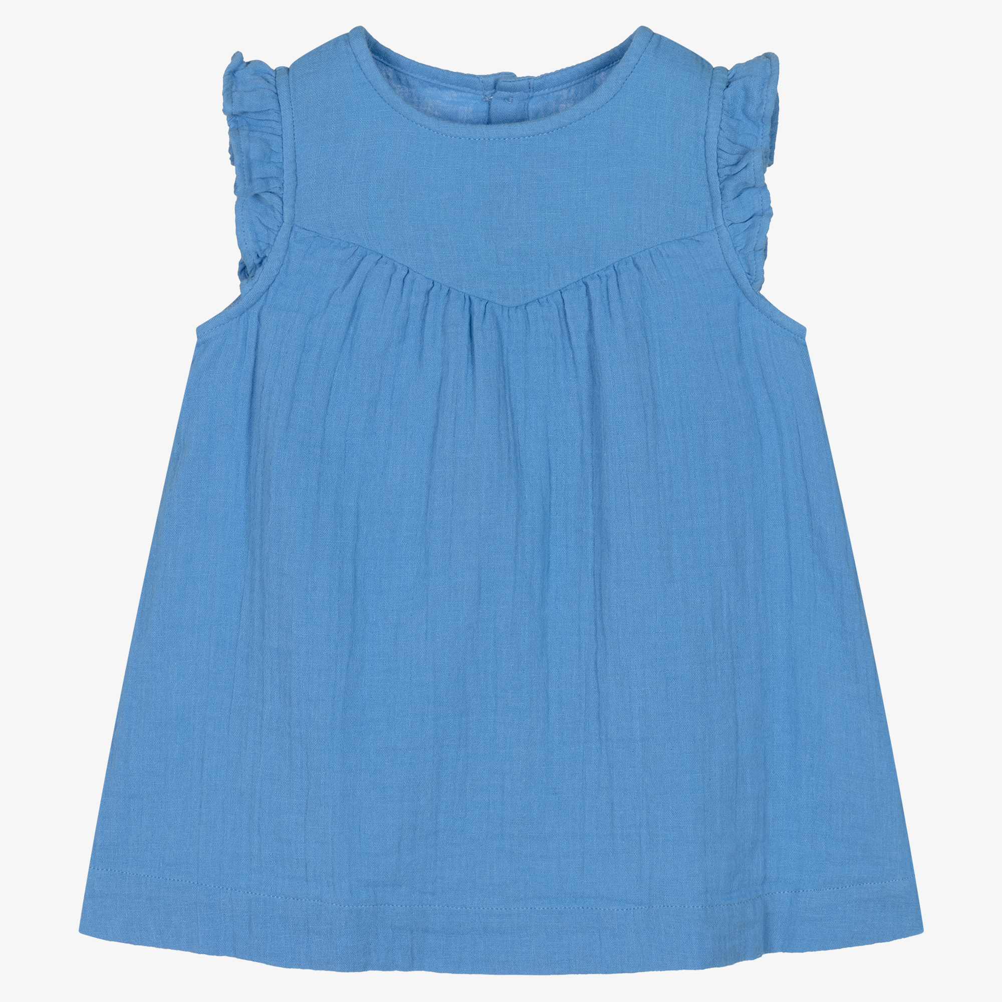 Petit Bateau Girls Blue Organic Cheesecloth Dress