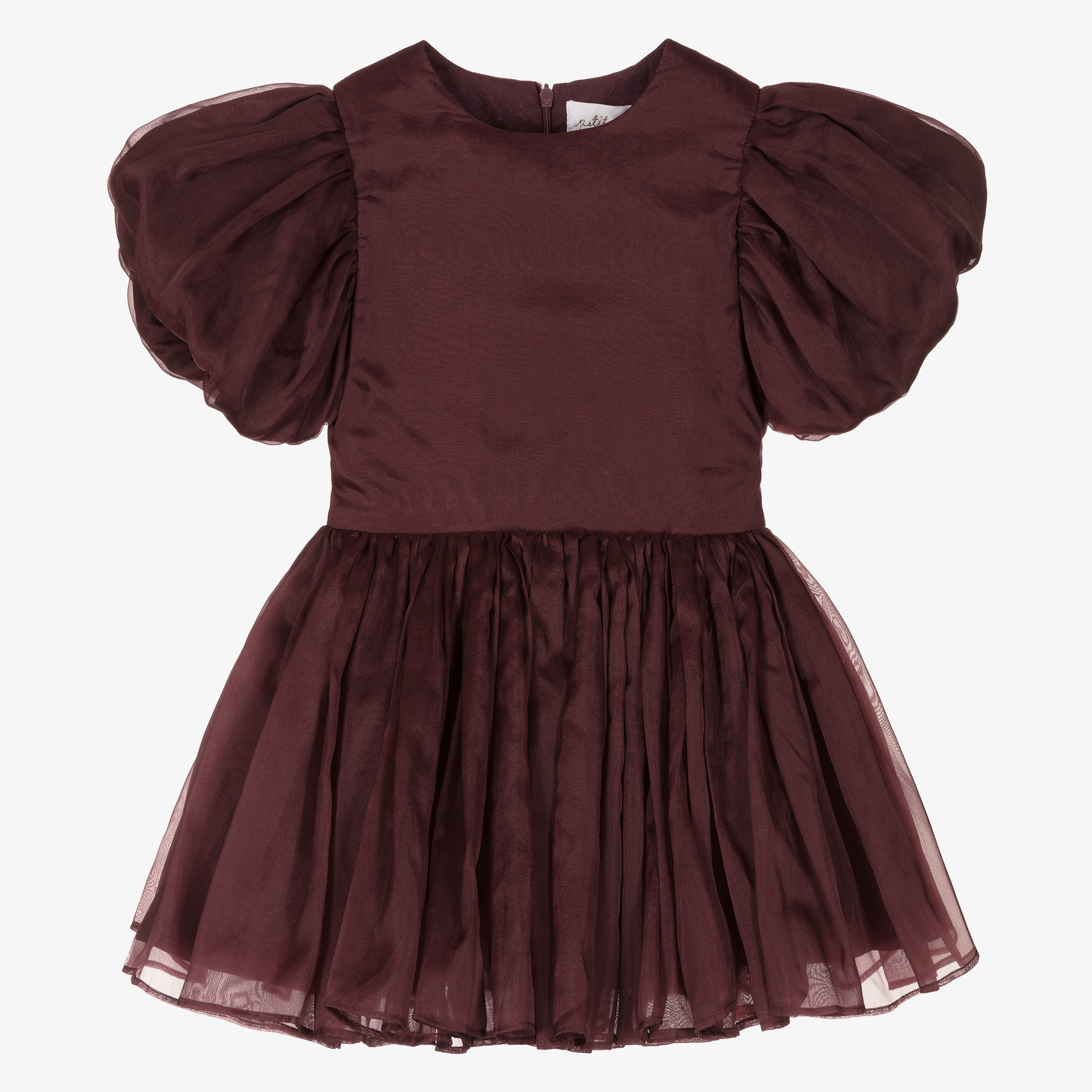 Petite Amalie - Girls Burgundy Red Silk Organza Dress | Childrensalon Outlet