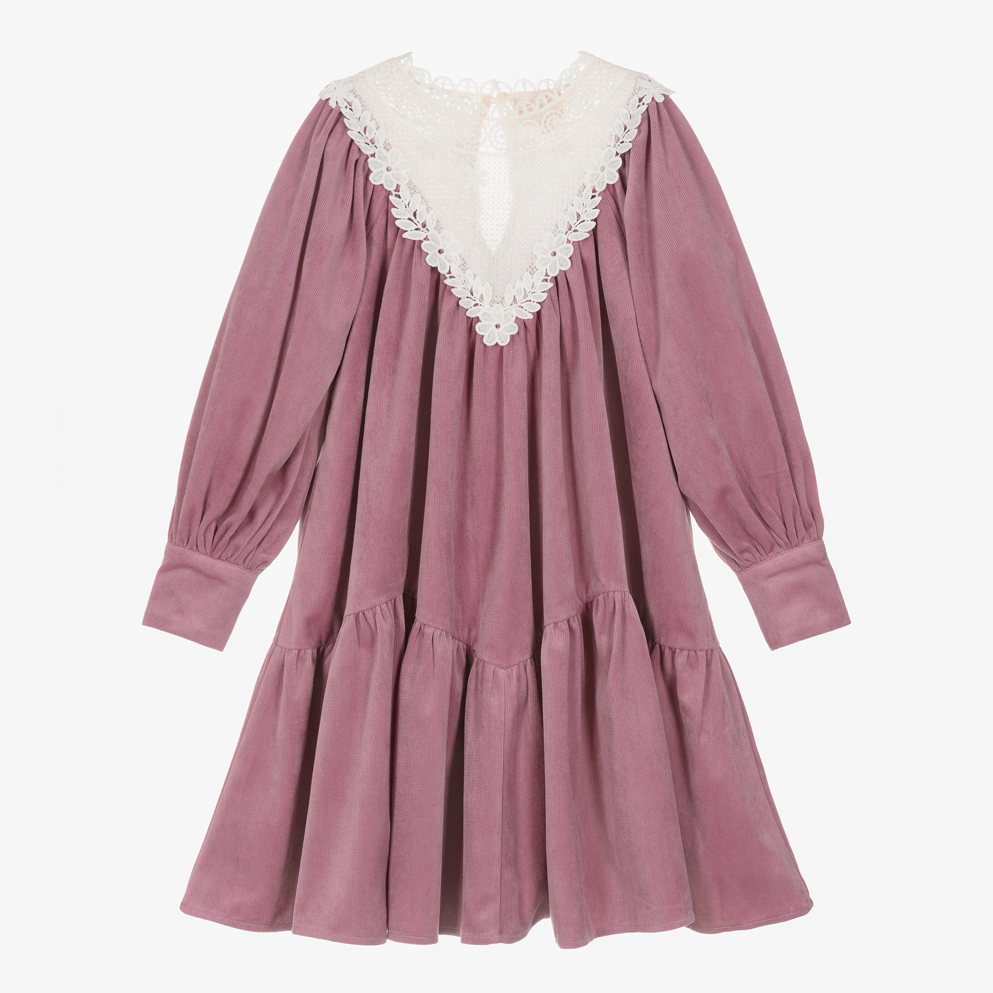 Petite Amalie - Girls Dusk Purple Dress with Ivory Lace Panel | Childrensalon Outlet Petite Amalie - Girls Dusk Purple Dress with Ivory Lace Panel | Childrensalon Outlet