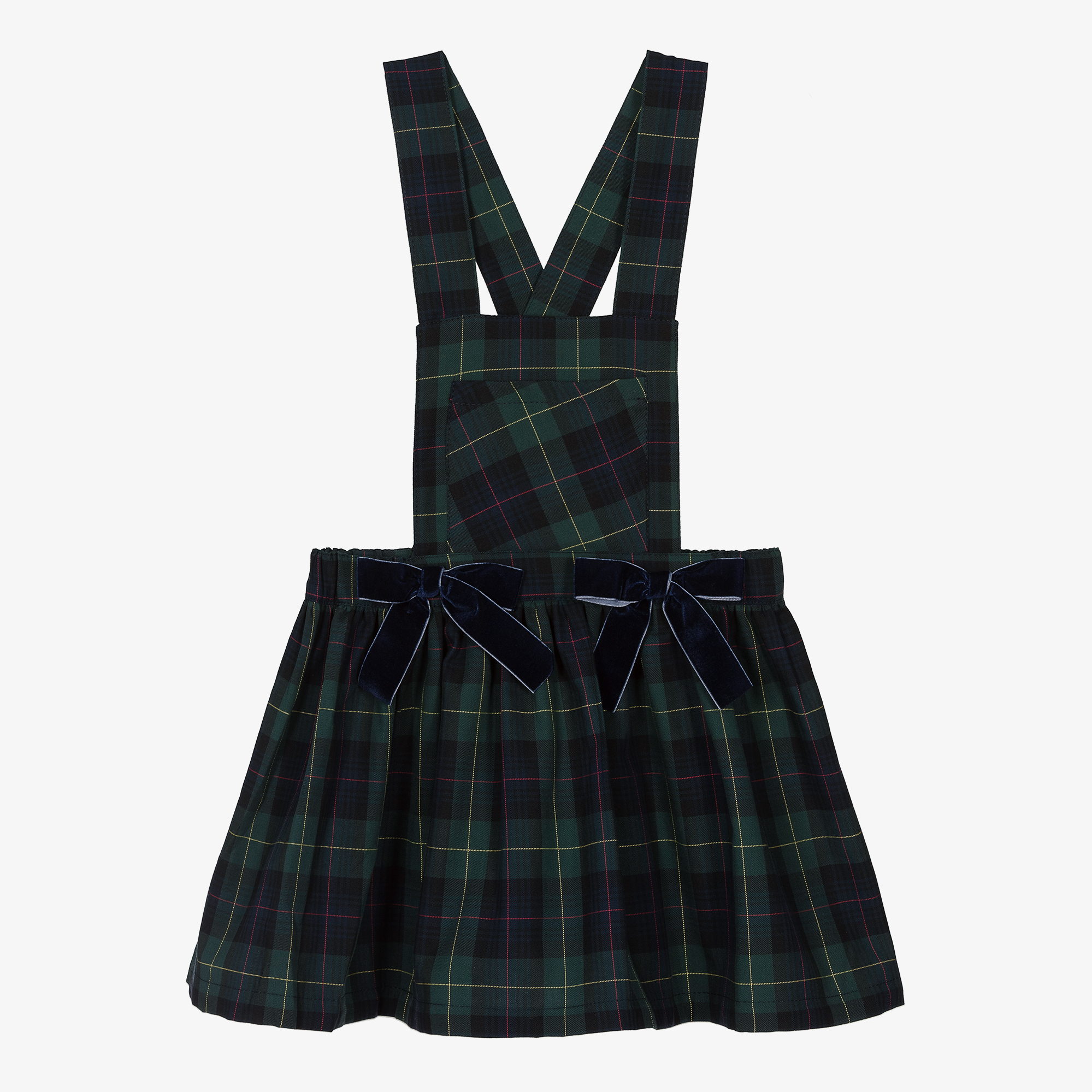 Phi Clothing Girls Green Cotton Tartan Pinafore Dress Childrensalon Outlet