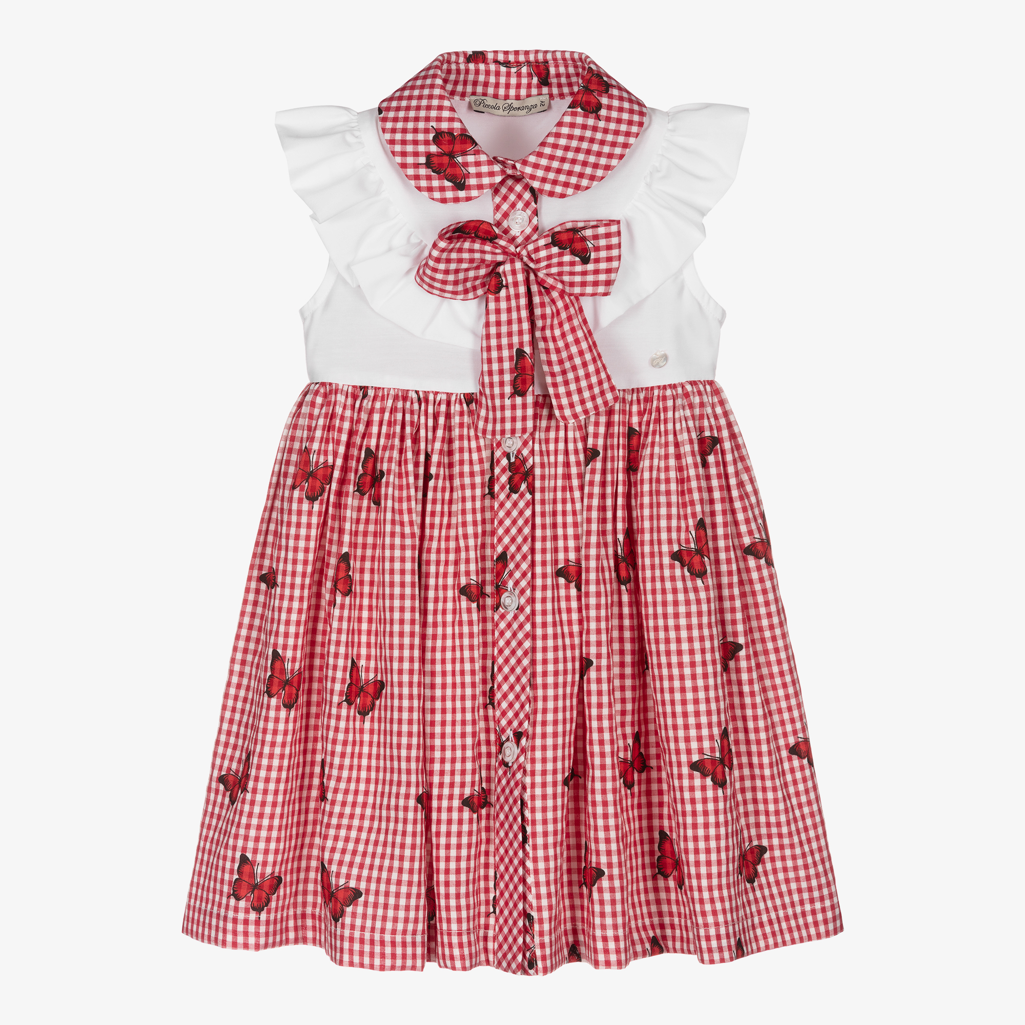 Piccola Speranza Girls Red Gingham Dress Childrensalon Outlet