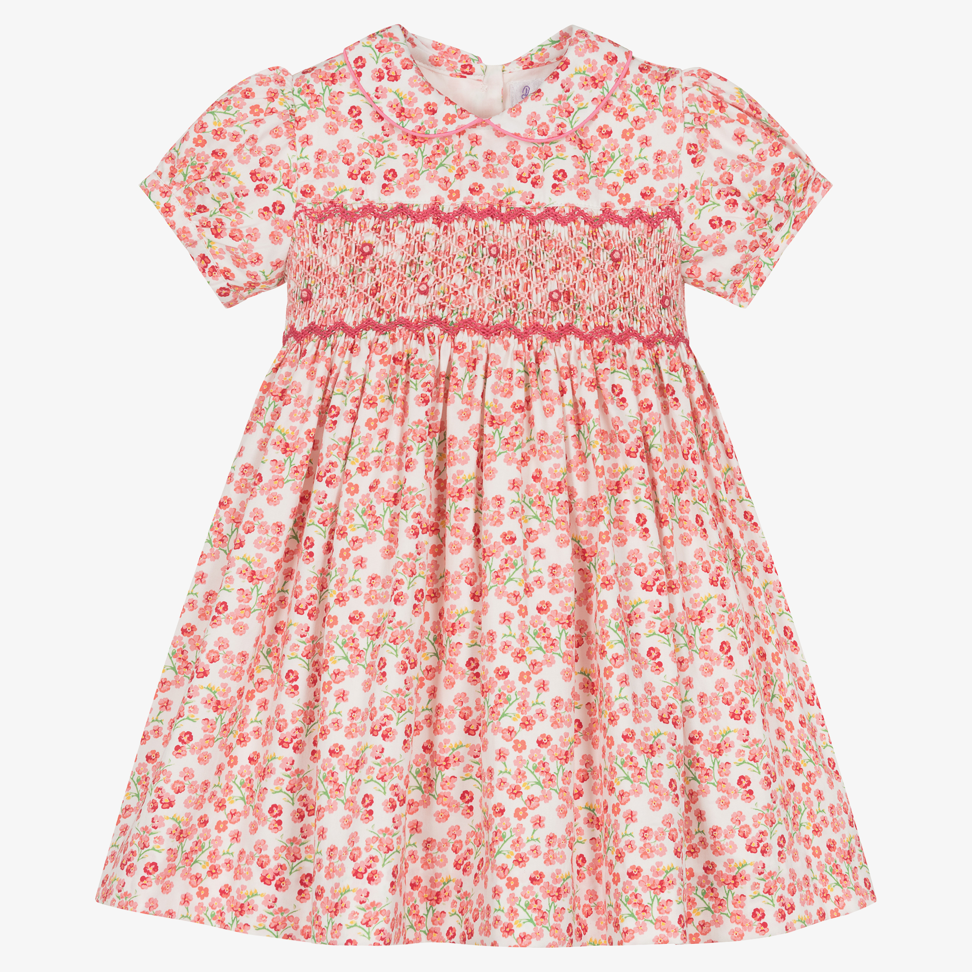 rachel riley pink dress Rachel Riley - Baby Girls Pink Floral Hand-Smocked Dress