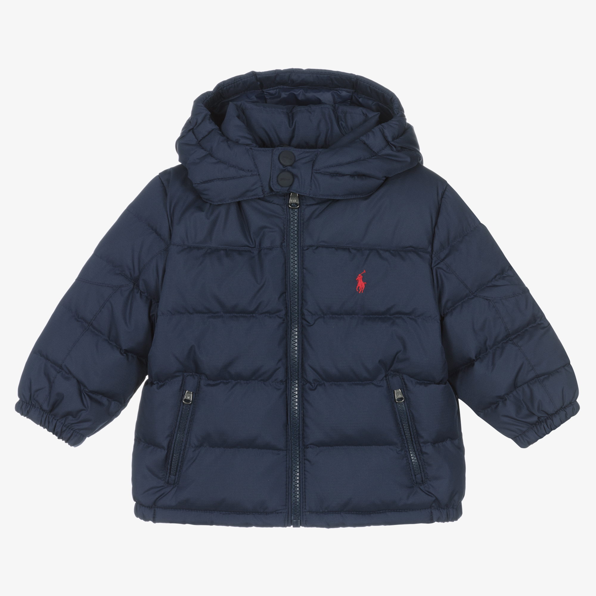 BLUE HOODED PUFFER COAT, BABY