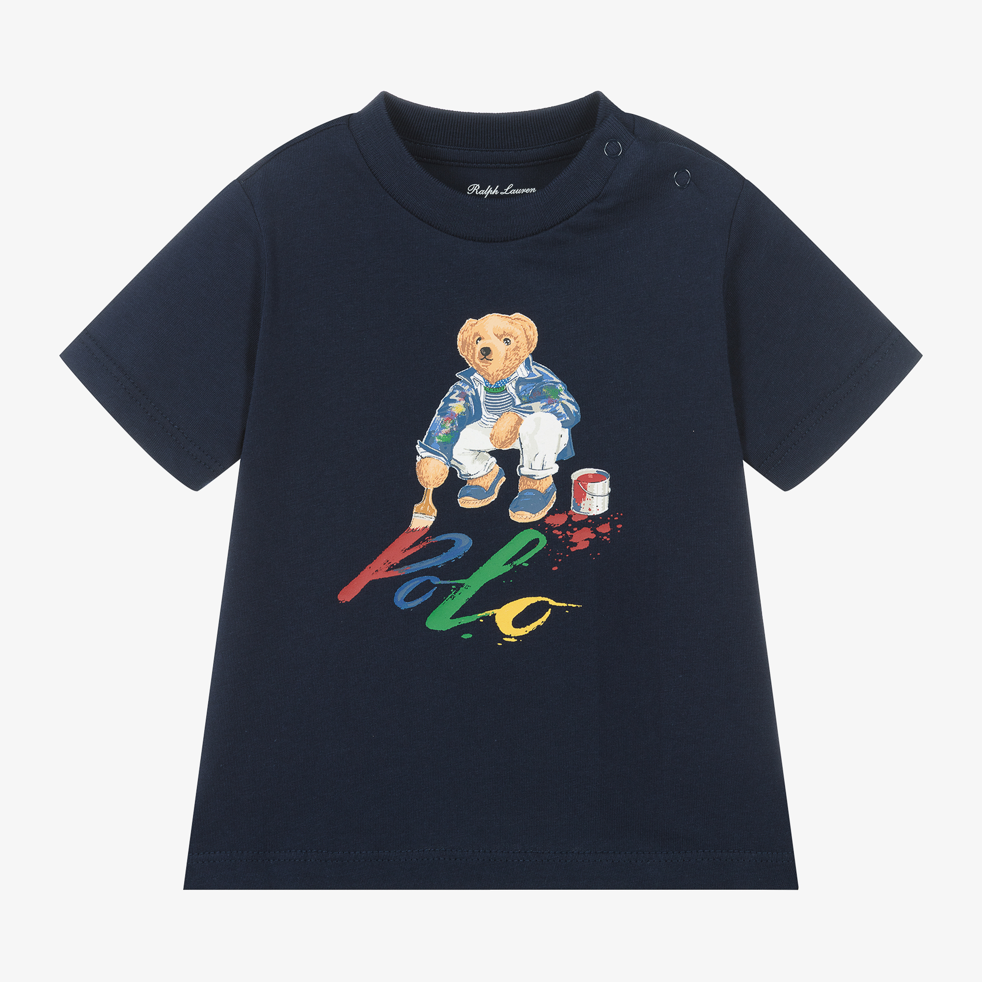 Ralph Lauren Baby Boys Blue Polo Bear Cotton T Shirt
