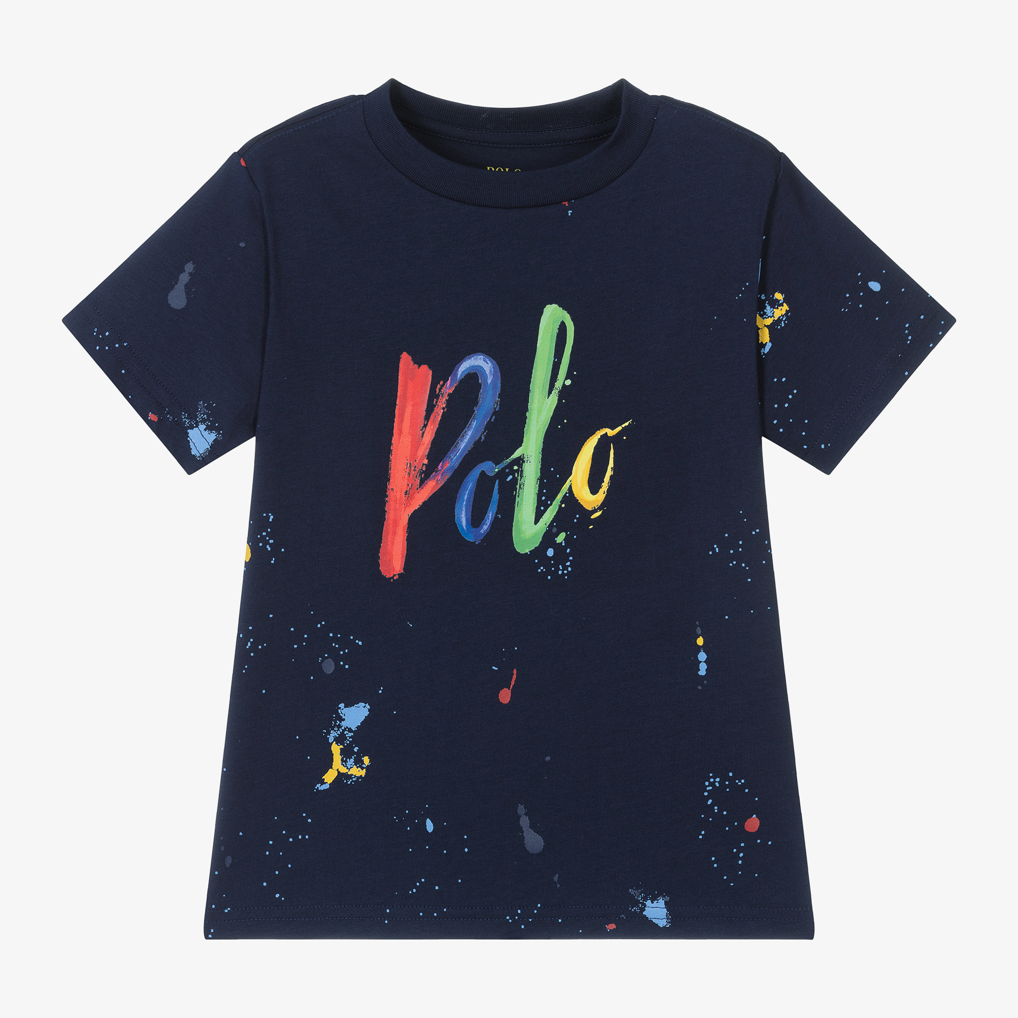 Ralph Lauren Boys Blue Cotton Paint Splatter T Shirt Childrensalon Outlet