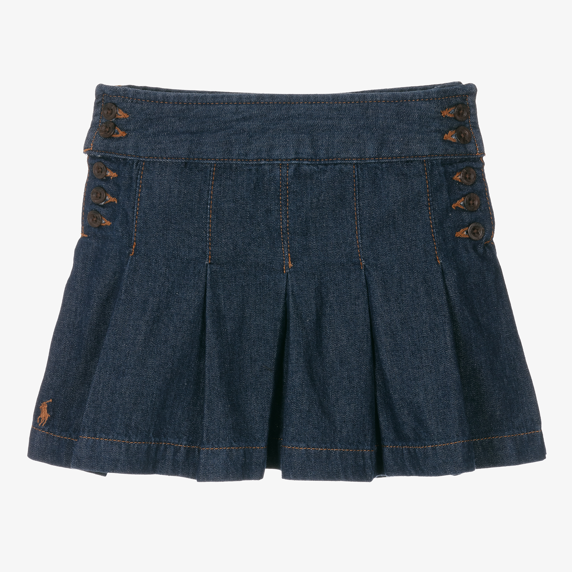 Ralph Lauren - Girls Blue Pleated Denim Skirt