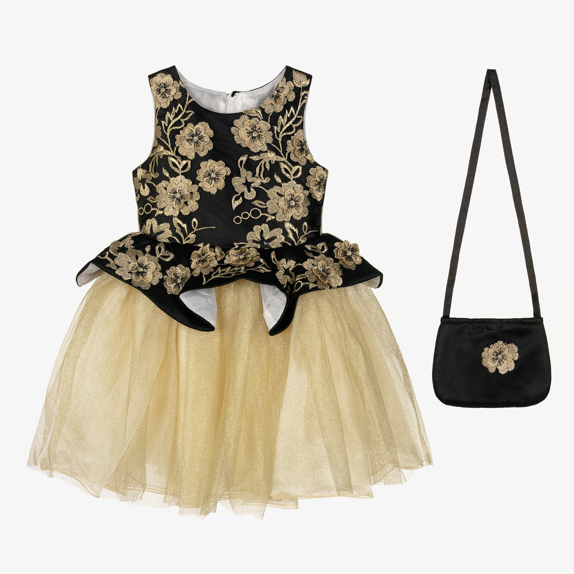 slim fit dress slacks Black - Gold Velvet Sequin Classic Square Neckline Princess Seam Show Choir Dress main image 0