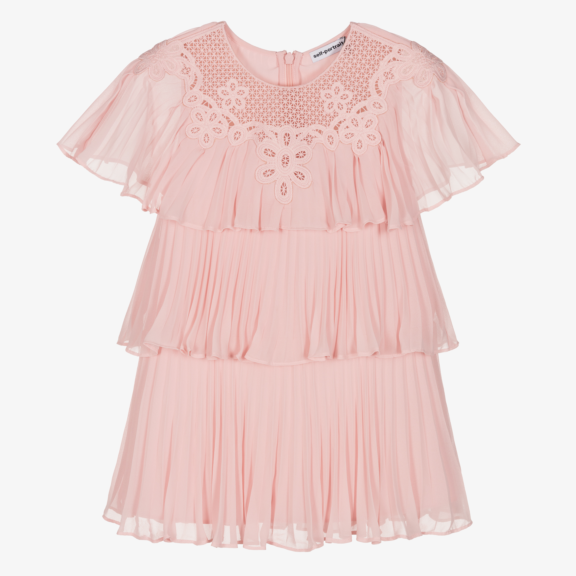 Self-Portrait - Girls Pink Tiered Chiffon Dress | Childrensalon Outlet