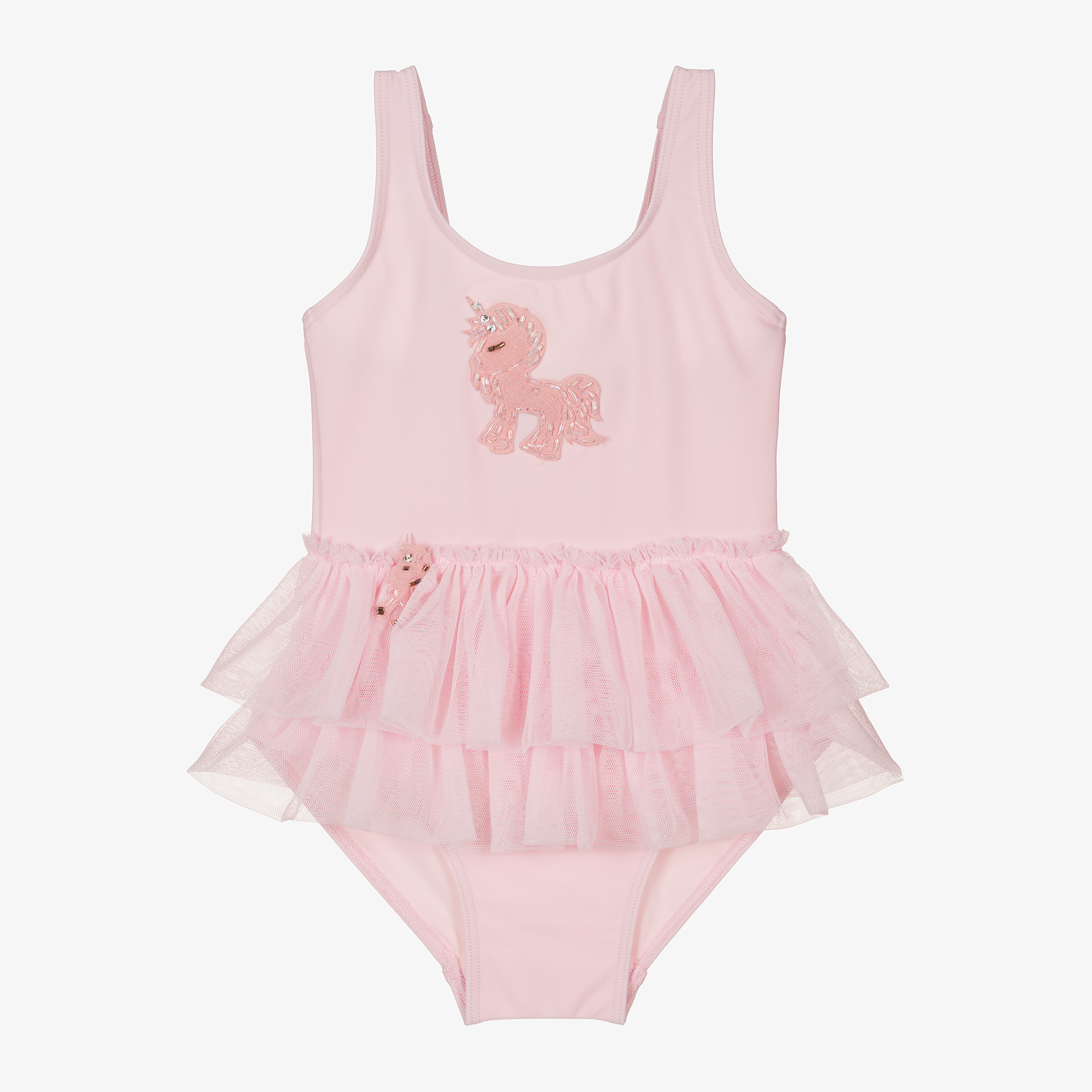 Selini Action Girls Pink Unicorn Applique Tutu Swimsuit