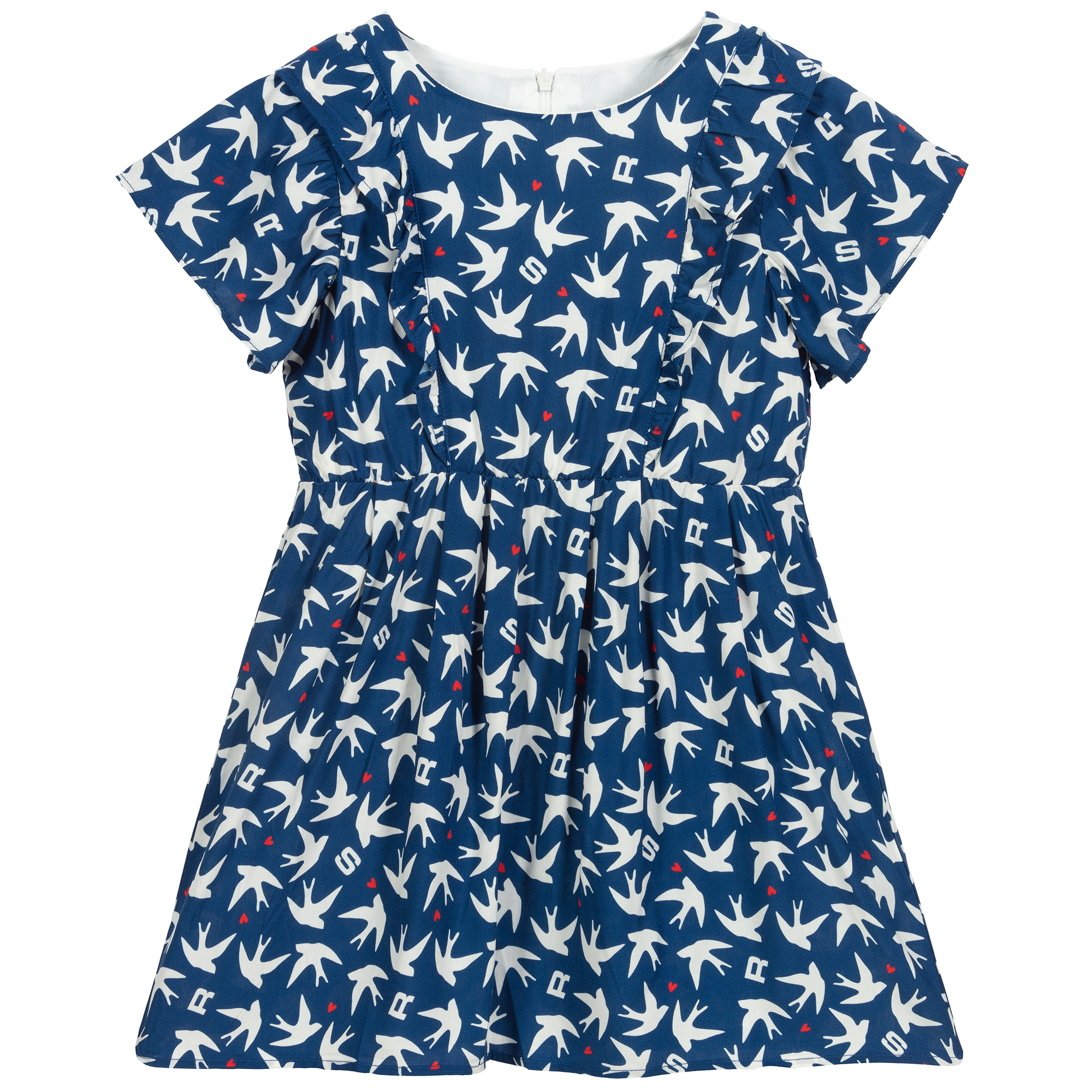 Sonia Rykiel Paris - Blue Viscose Bird Print Dress | Childrensalon Outlet Sonia Rykiel Paris - Blue Viscose Bird Print Dress | Childrensalon Outlet