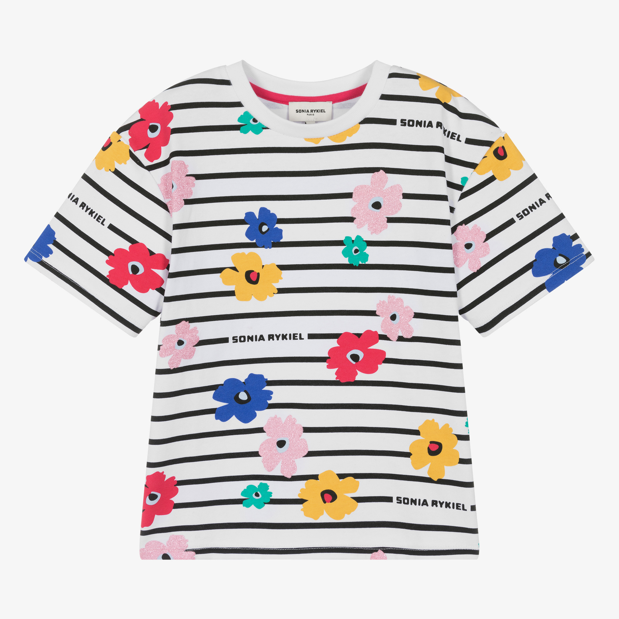 Sonia Rykiel Paris - Teen Girls White Striped & Floral T