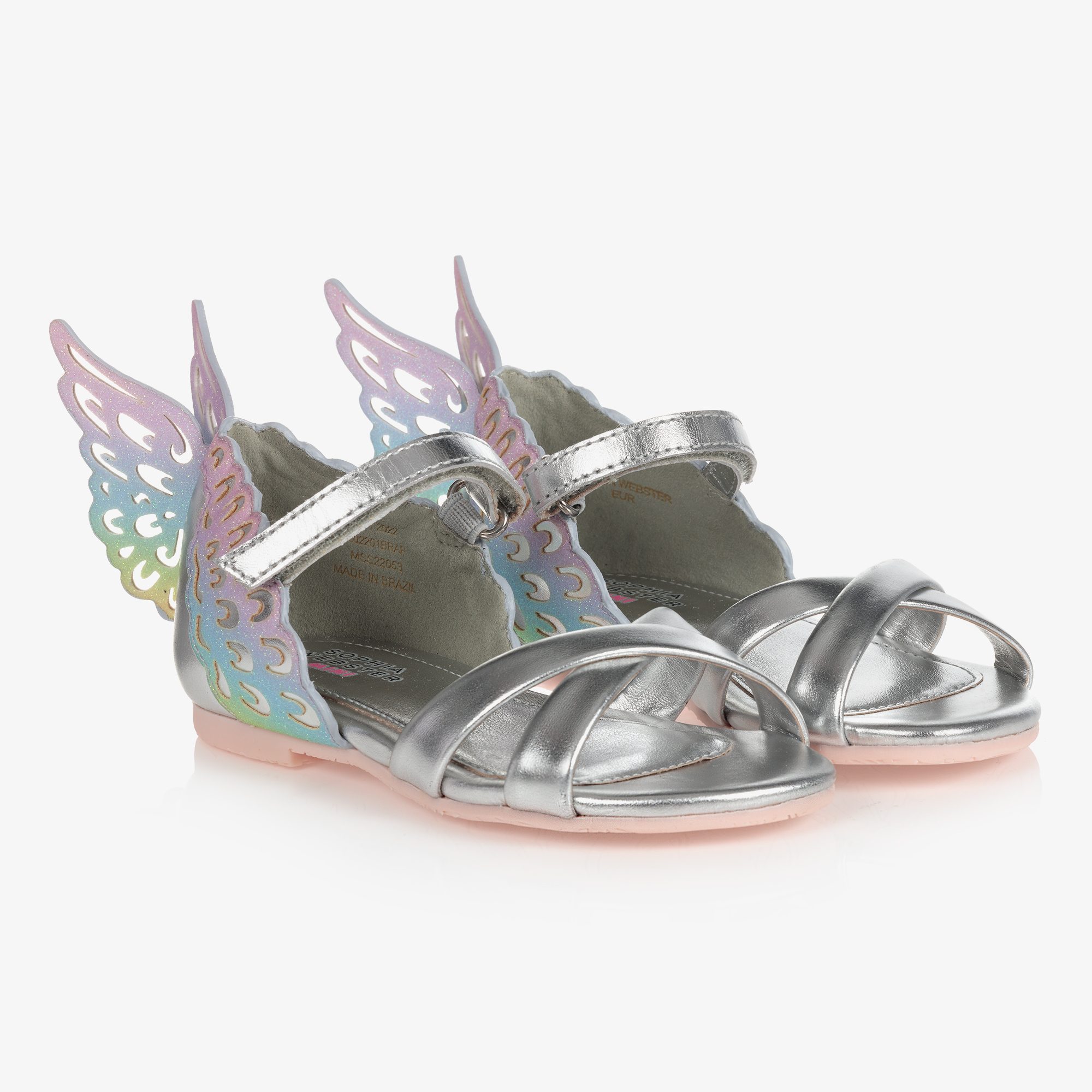 Sophia Webster Mini Girls Silver Butterfly Sandals