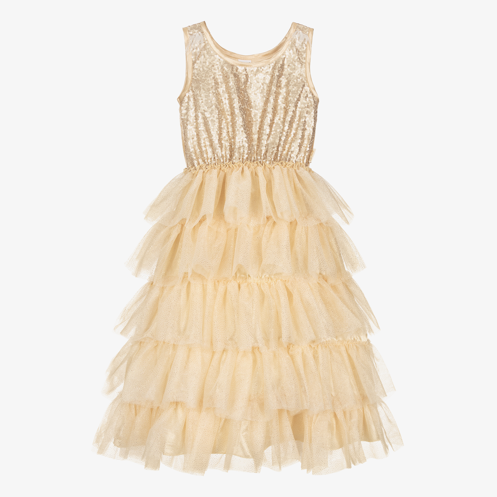 Souza - Girls Gold Sparkle Ruffle Dress | Childrensalon Outlet