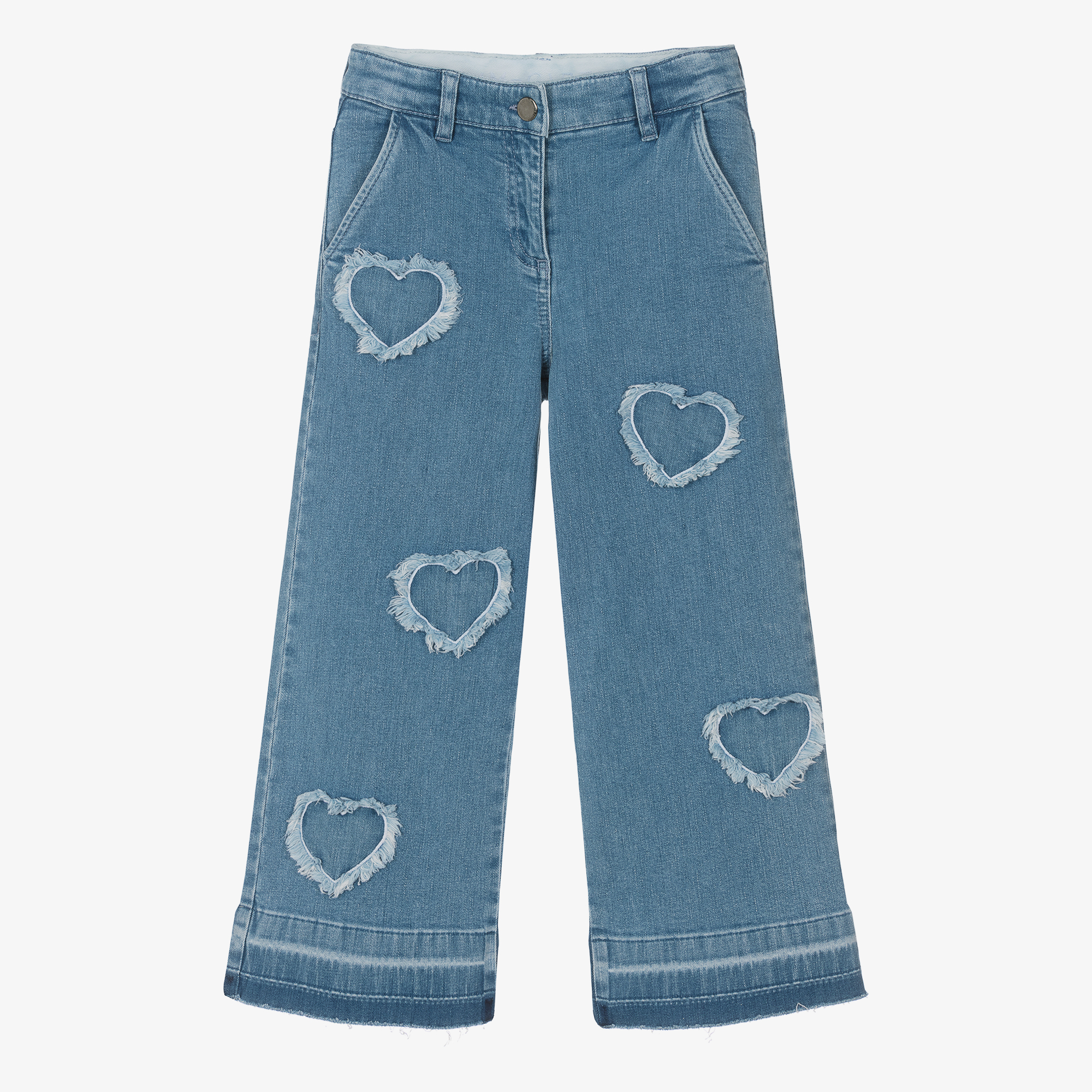 Stella McCartney Kids - Girls Blue Denim Hearts Jeans