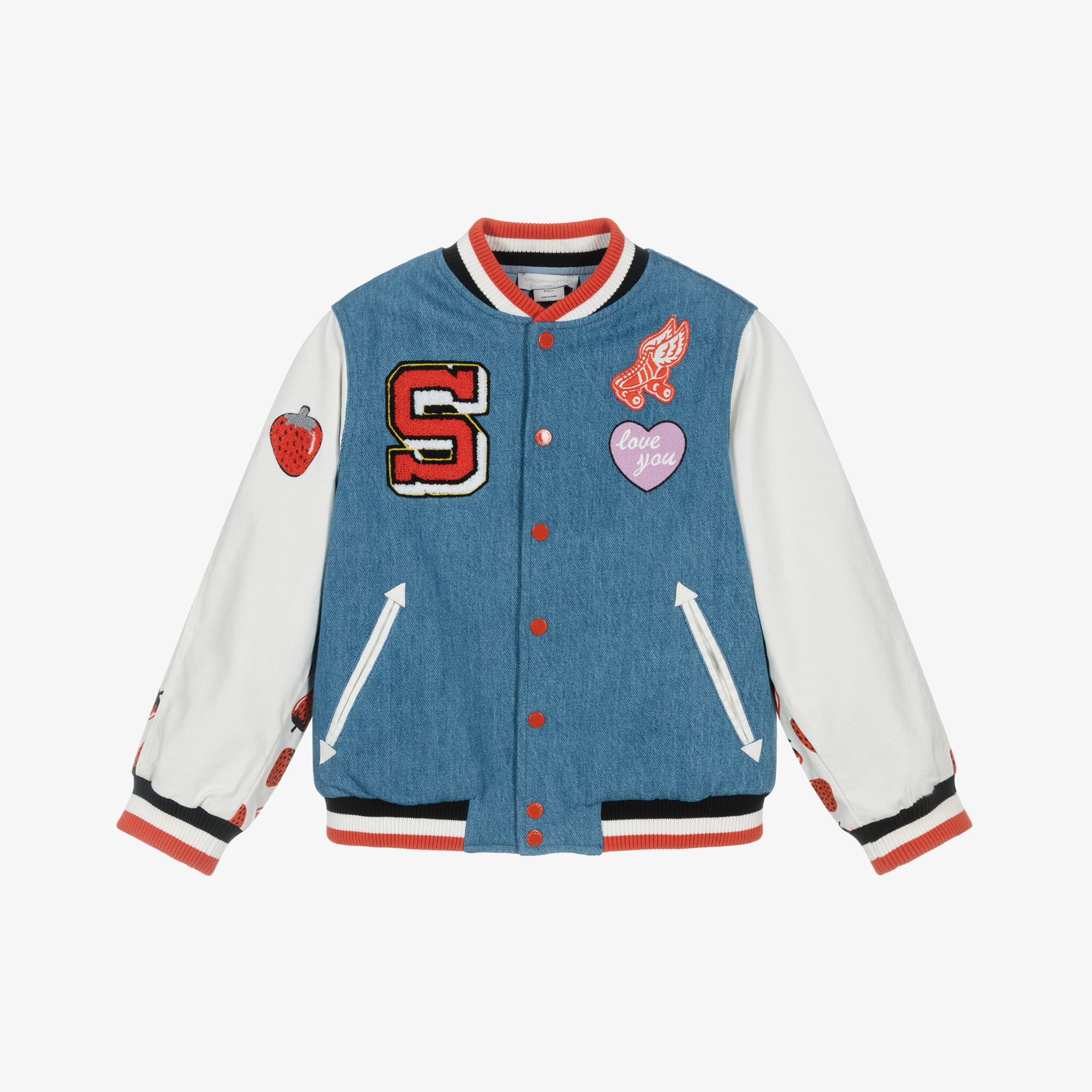 Stella McCartney Kids - Girls Denim Varsity Patch Jacket