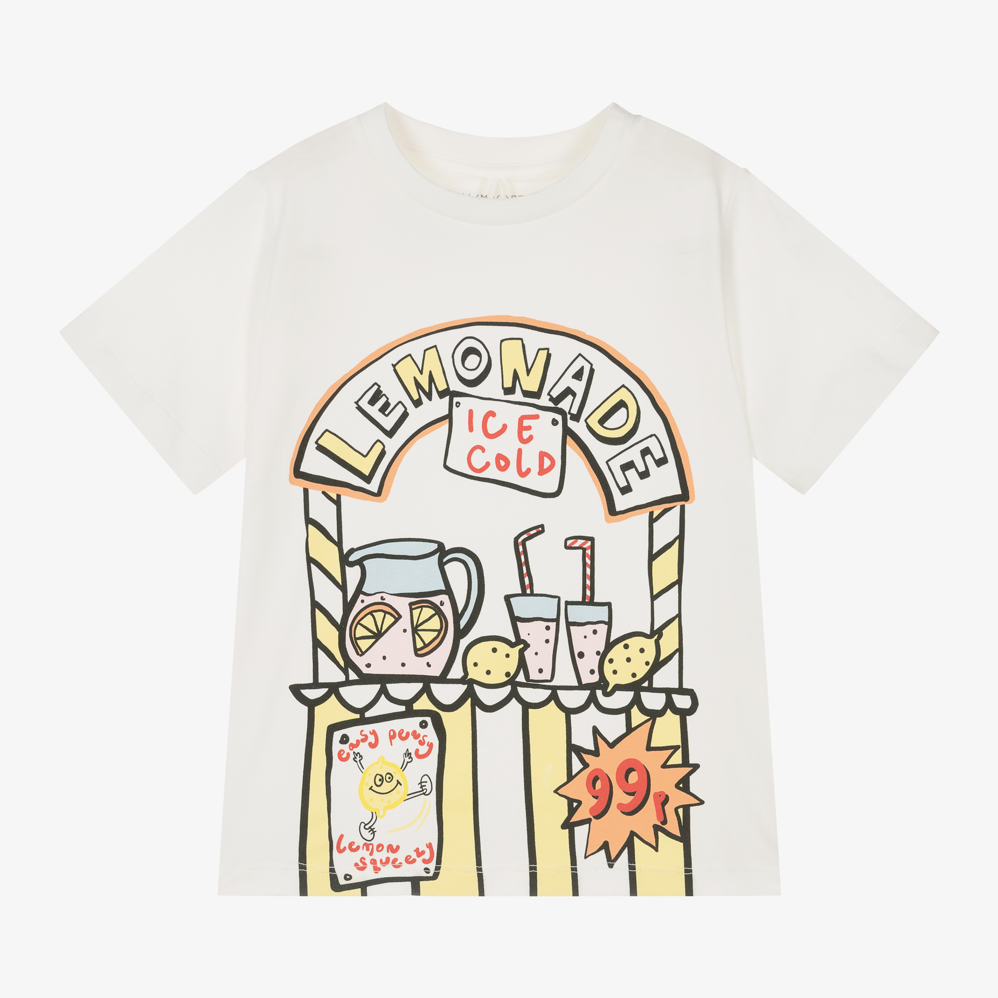 Stella McCartney Kids - Girls Ivory Cotton Lemonade T-Shirt