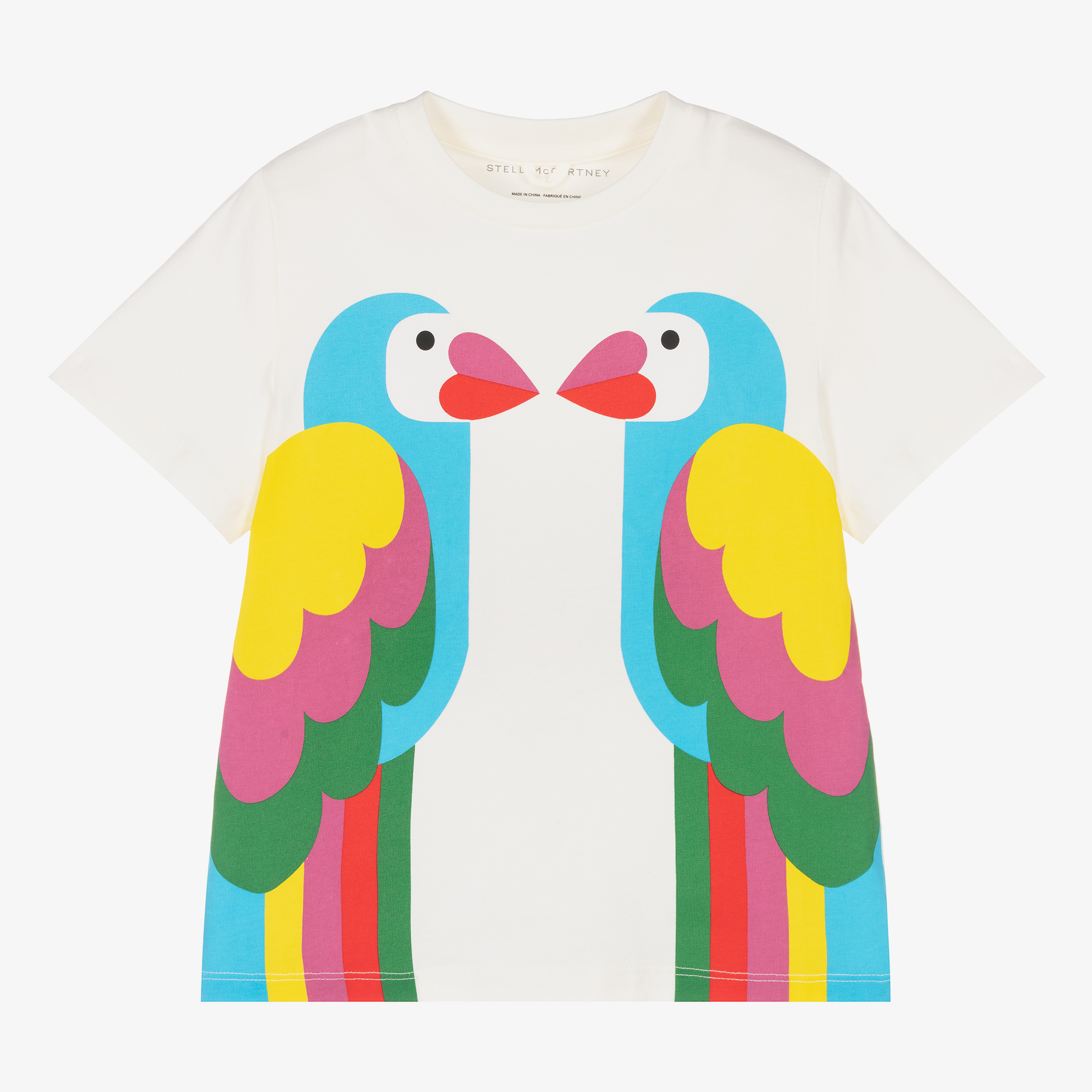 Stella McCartney Kids - Girls Ivory Organic Cotton Parrot T