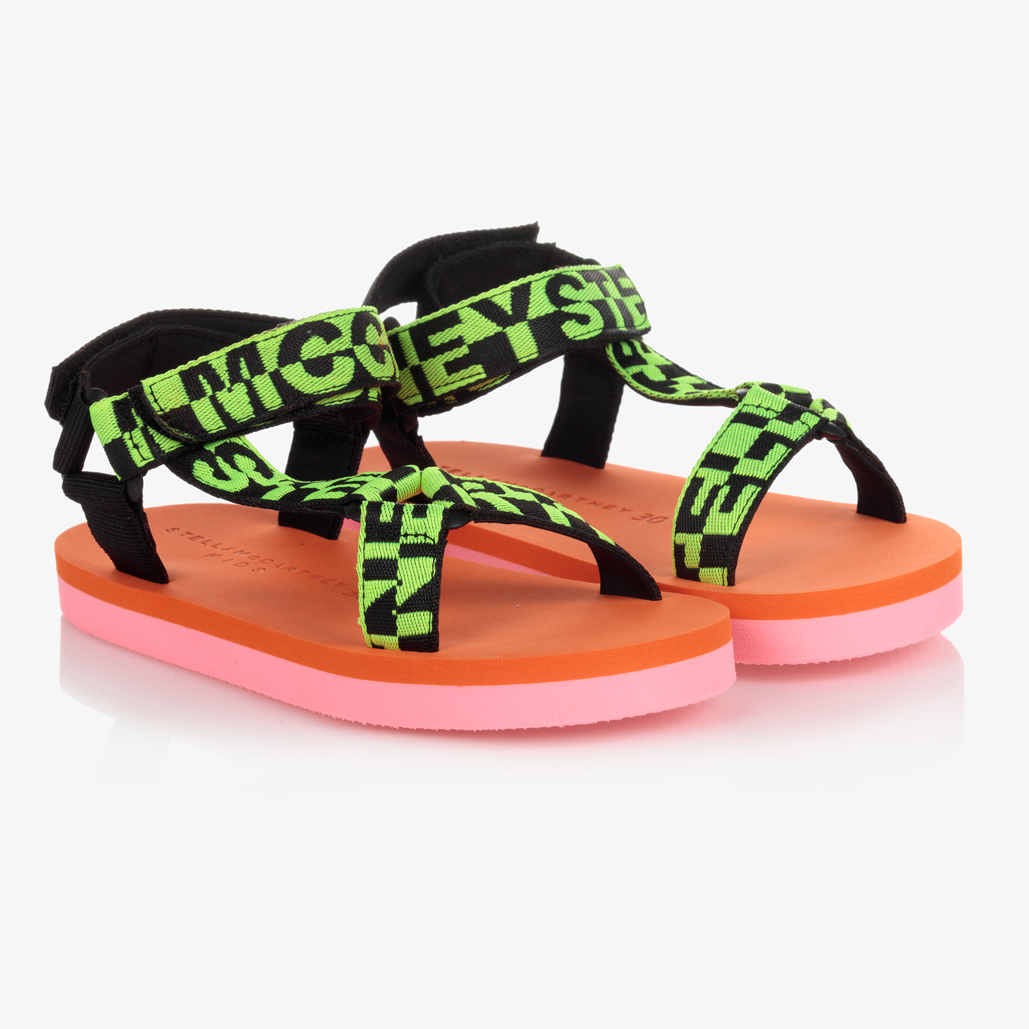 Stella McCartney Kids - Оранжево-розовые сандалии для девочек |  Childrensalon Outlet