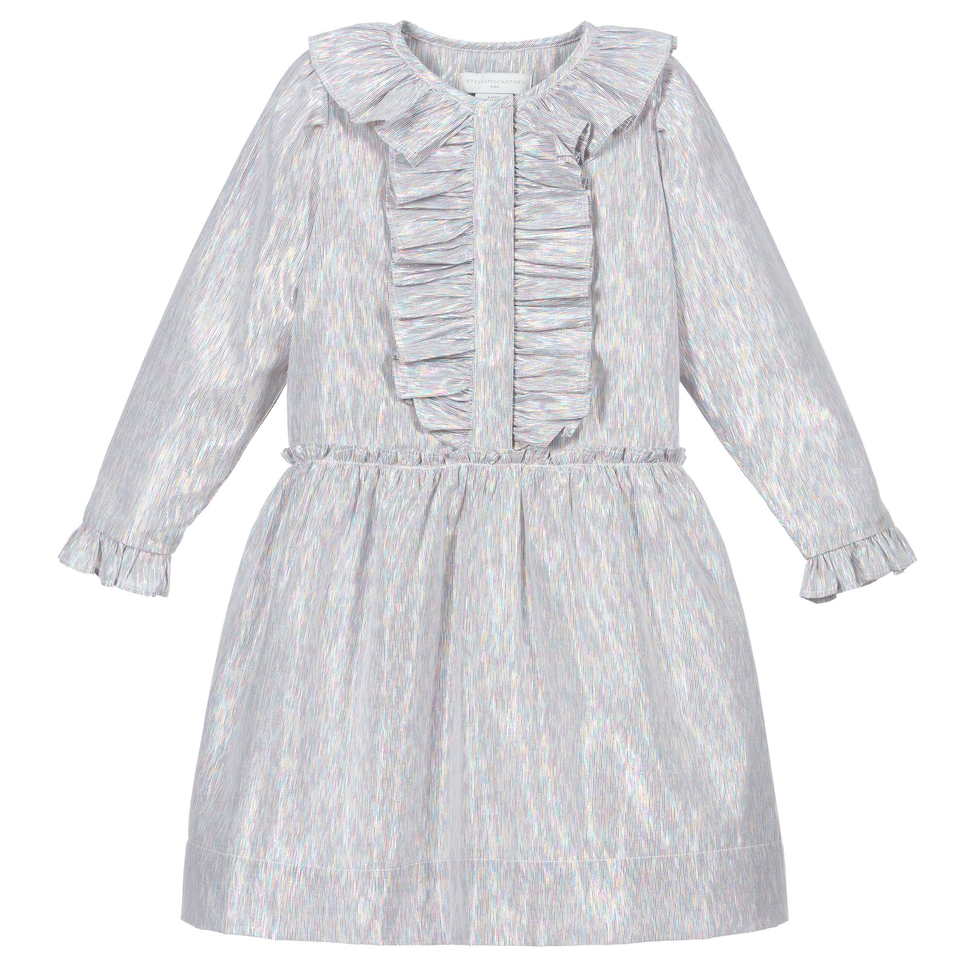 【送料&関税込】Stella McCartney Ruffled Shirt Dress Stella McCartney Kids - Silver Cotton Lurex Dress
