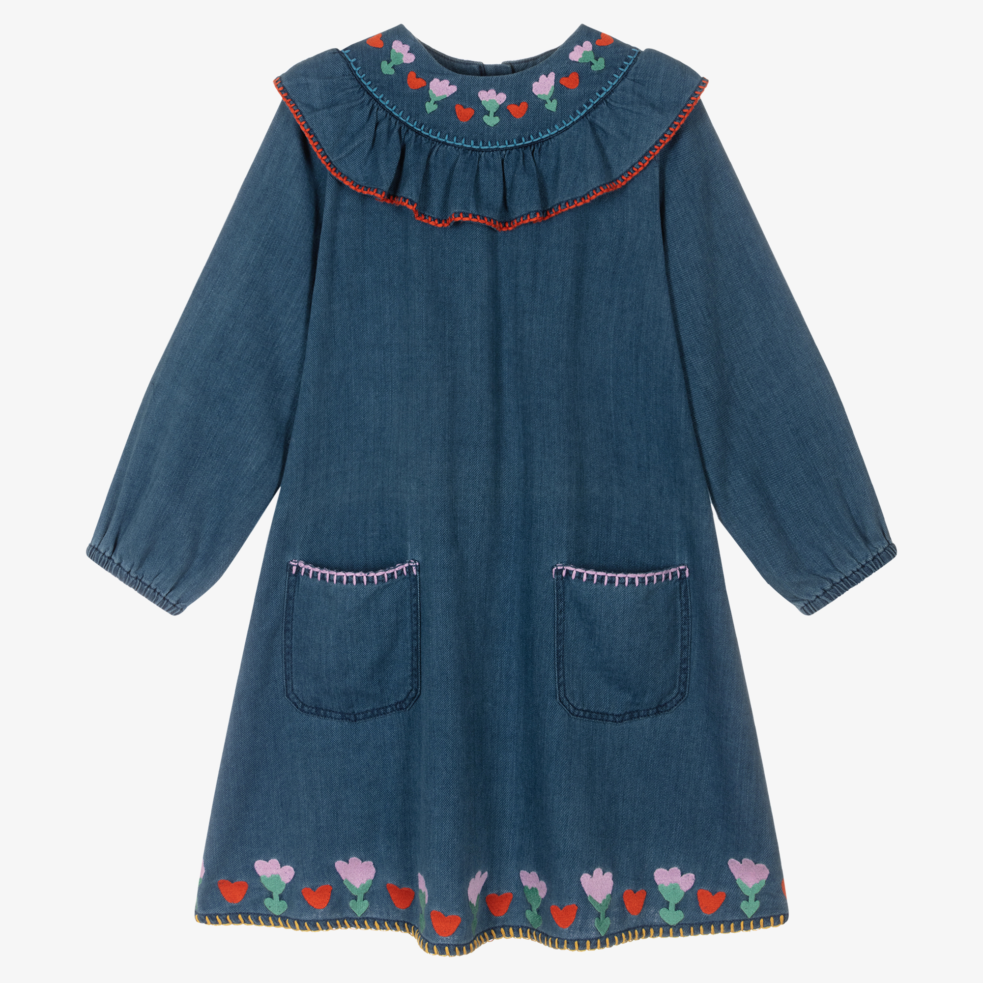 Stella McCartney Kids - Teen Girls Blue Embroidered Denim Dress |  Childrensalon Outlet