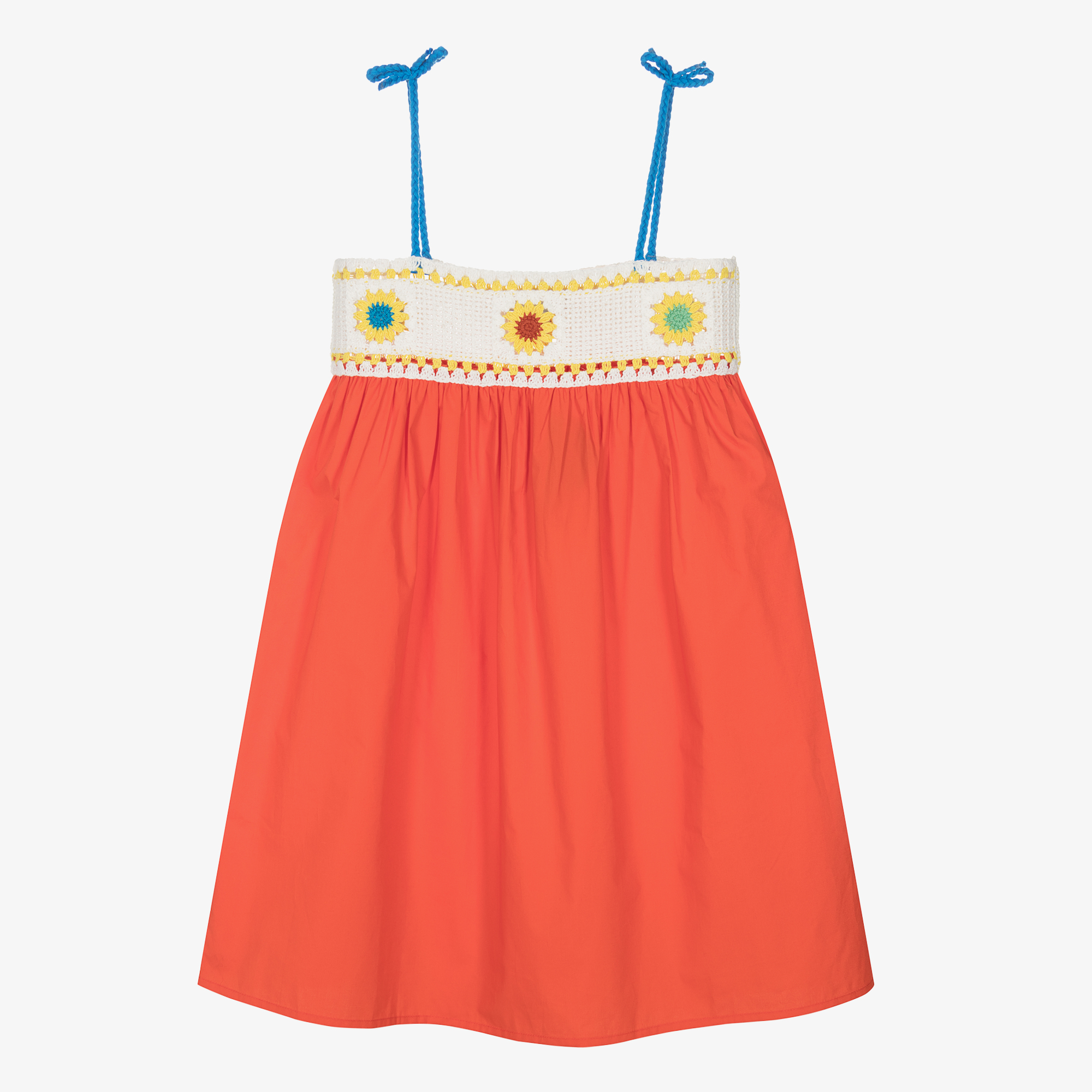 Stella McCartney Kids Teen Girls Orange Cotton Crochet Dress