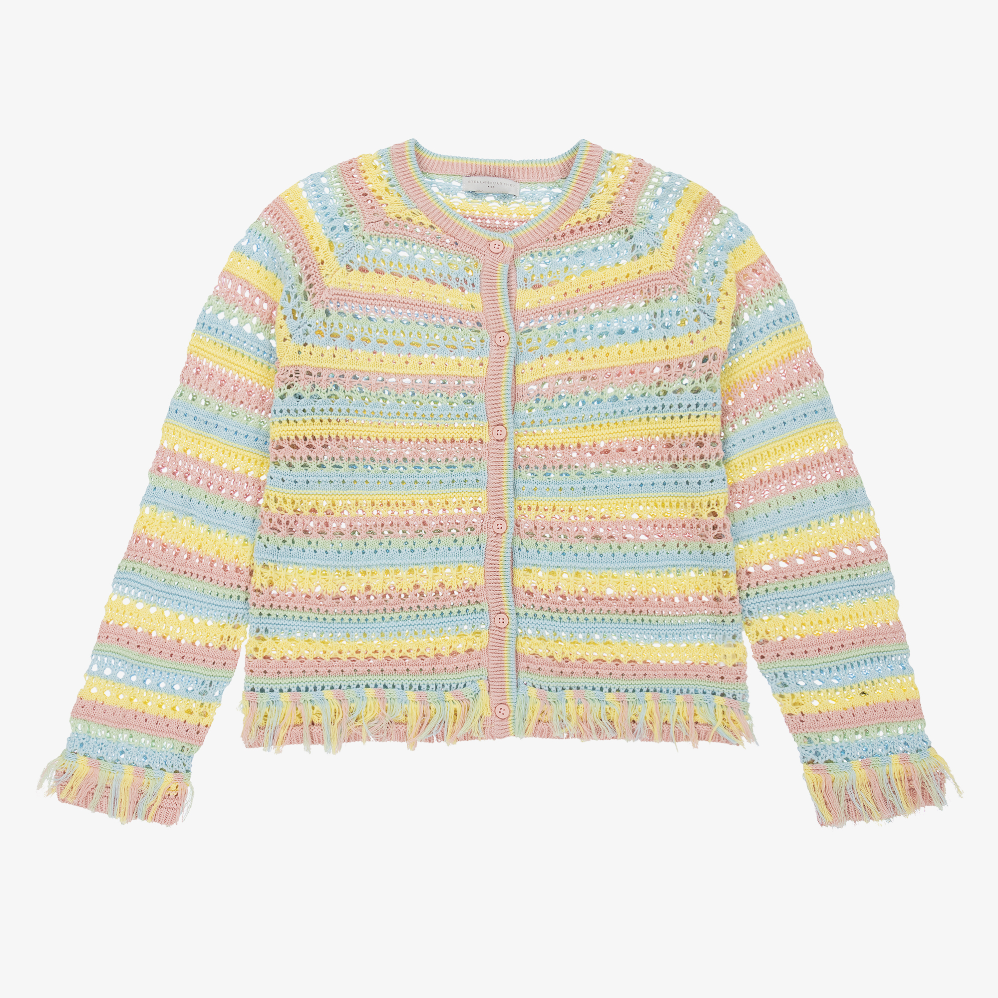 Stella McCartney Kids Teen Girls Pastel Rainbow Stripe Cardigan