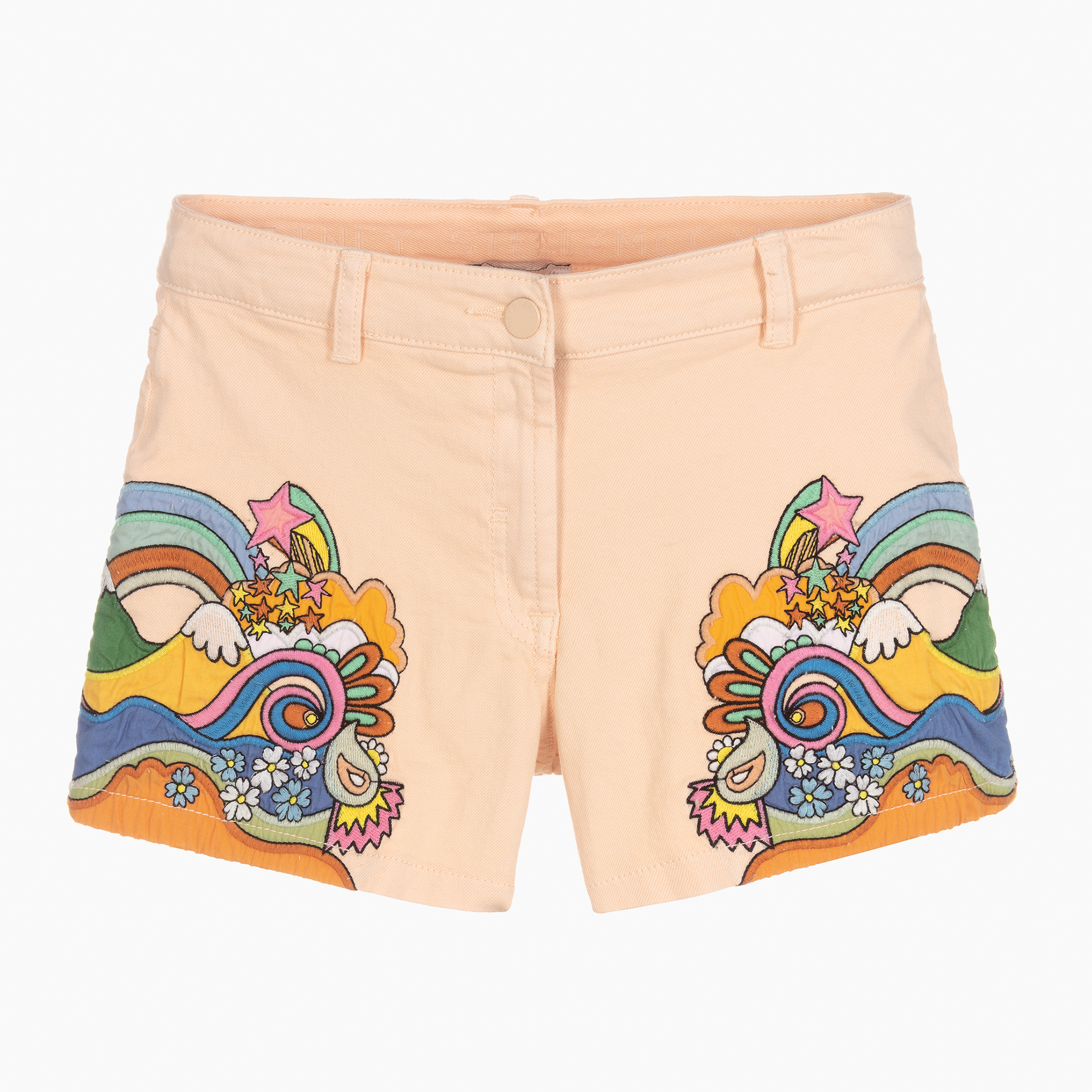 ショーツ STELLA MCCARTNEY EMBROIDERED SILK SHORTS STELLA MCCARTNEY Embroidered striped organic silk shorts