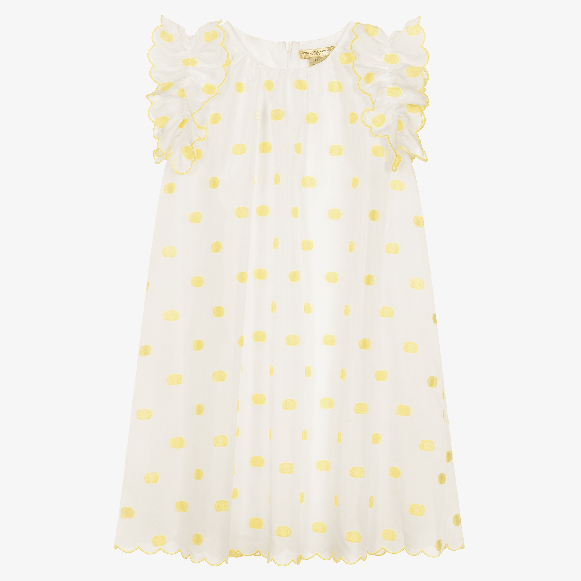 Stella McCartney Kids Teen Girls White Yellow Polka Dot Dress