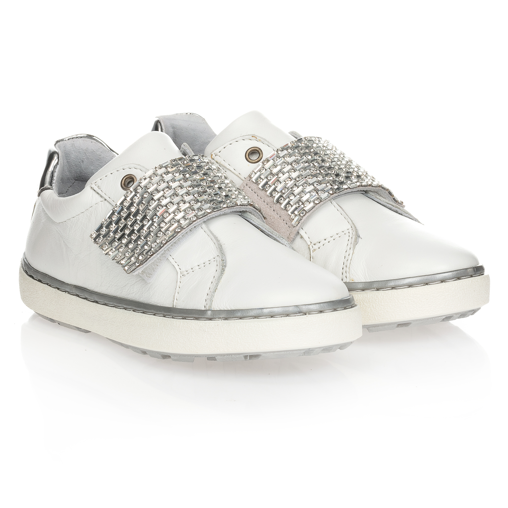 Stuart Weitzman Girls White Leather Trainers