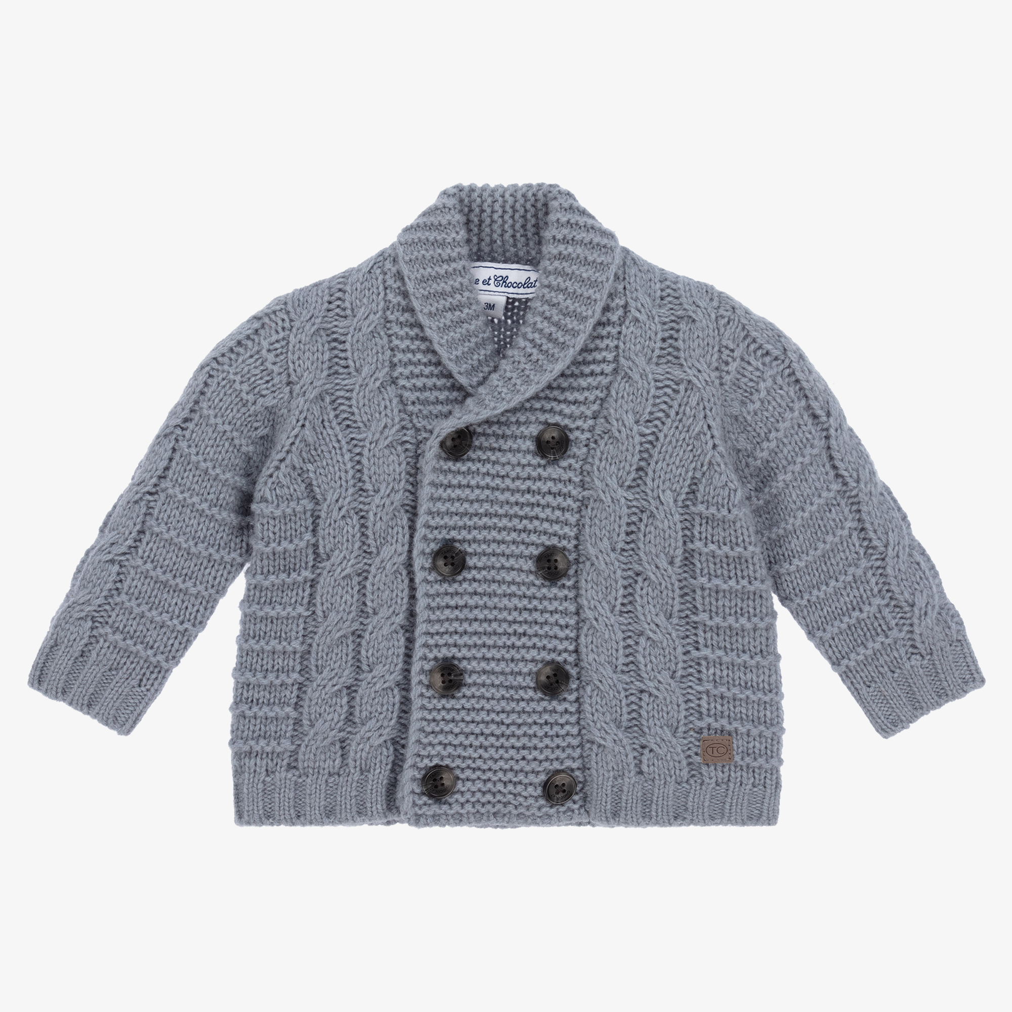 Tartine et Chocolat - Boys Blue Wool Knitted Cardigan