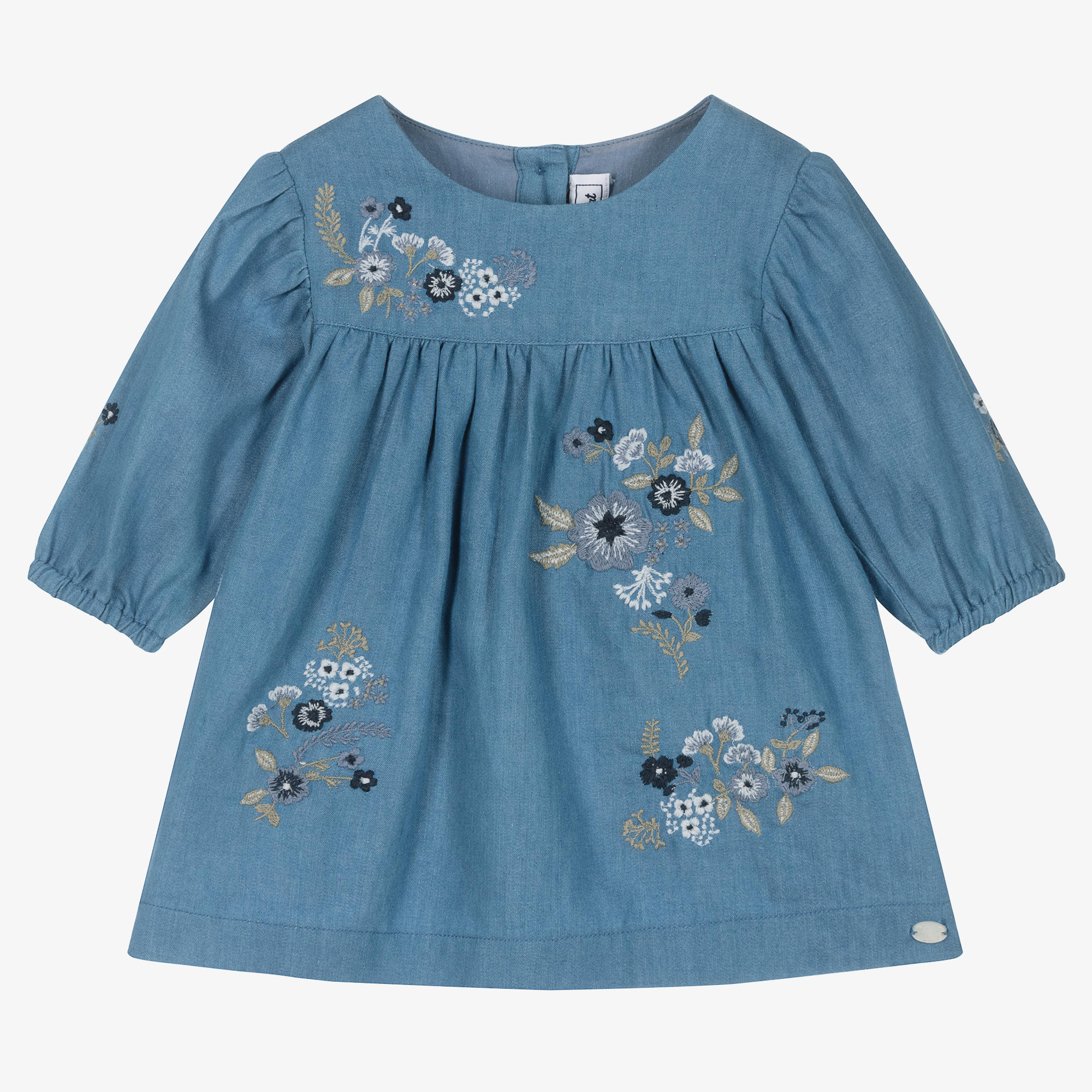 Tartine et Chocolat - Girls Blue Embroidered Chambray Dress | Childrensalon  Outlet