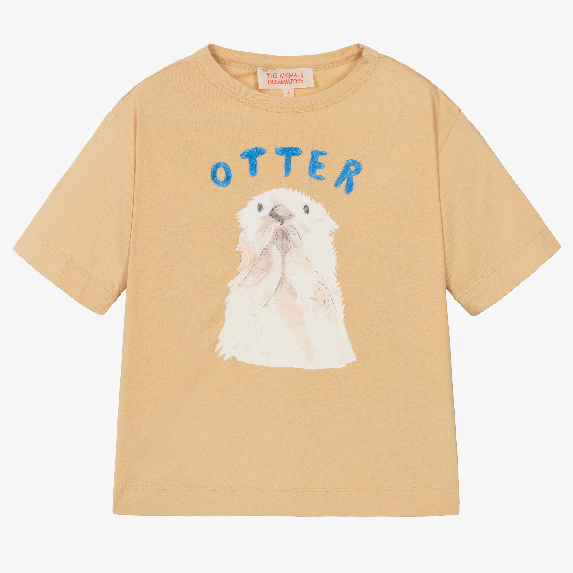 The Animals Observatory - Beige Cotton Oversized Otter T-Shirt