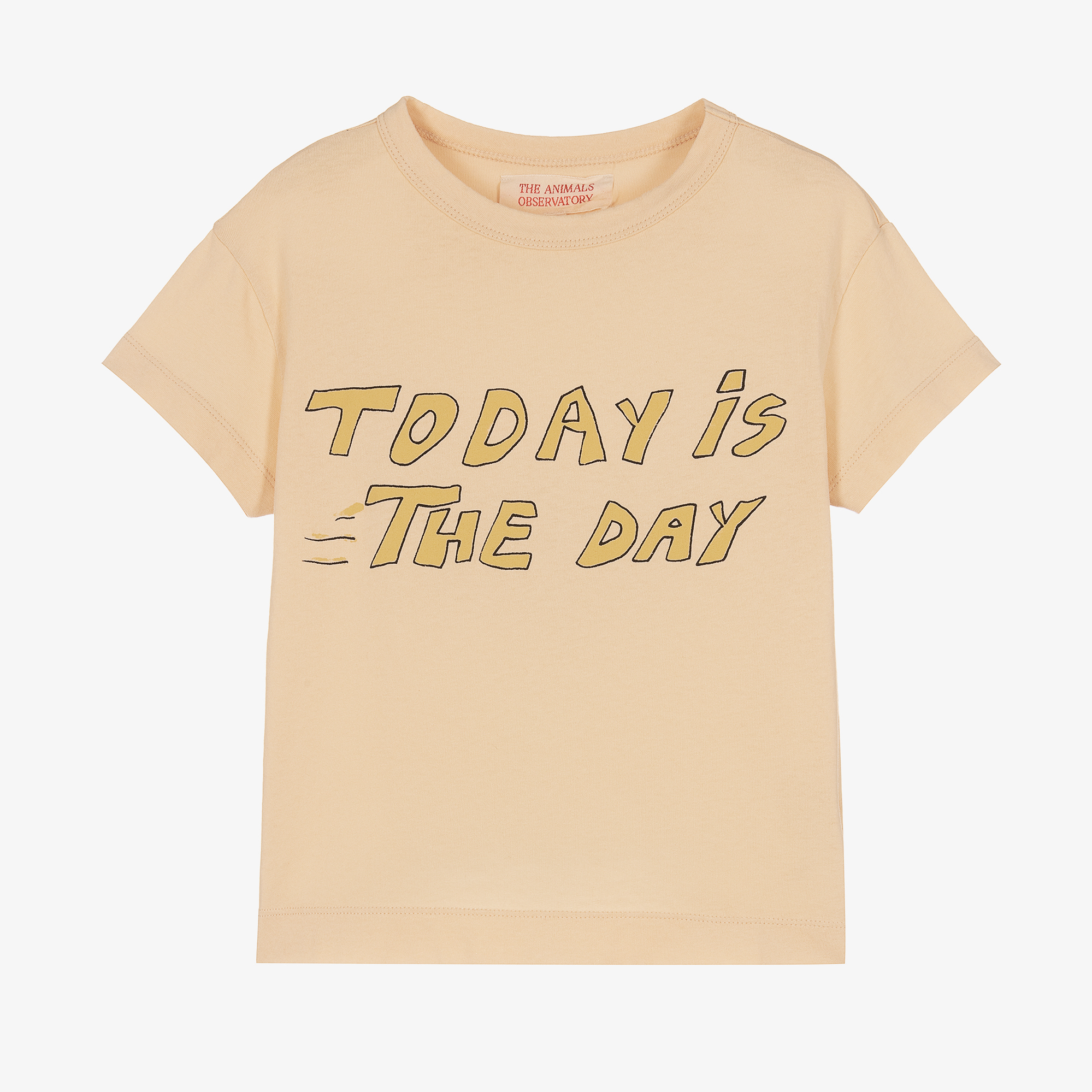 The Animals Observatory - Girls Beige Cotton Slogan T-Shirt