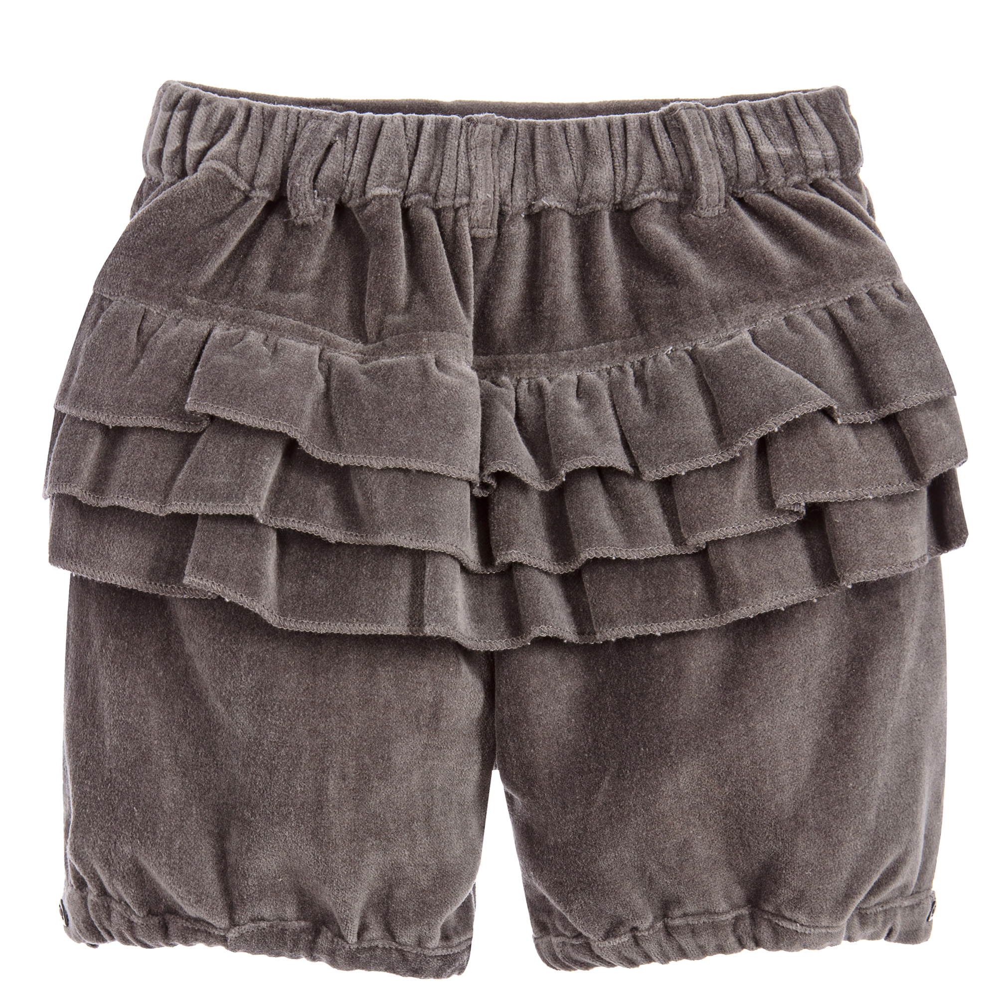 The Little Tailor Girls Dark Grey Velvet Shorts