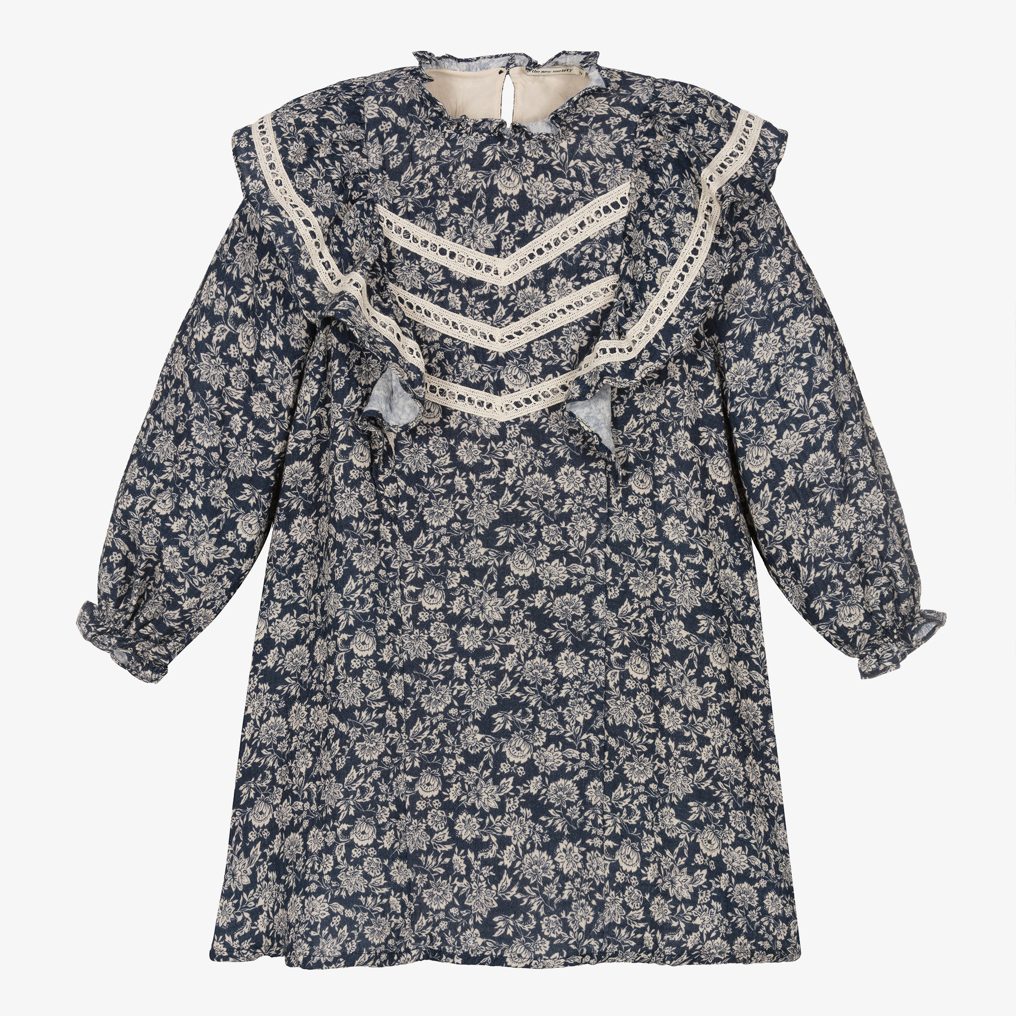 The New Society - Girls Blue Floral Cotton Dress