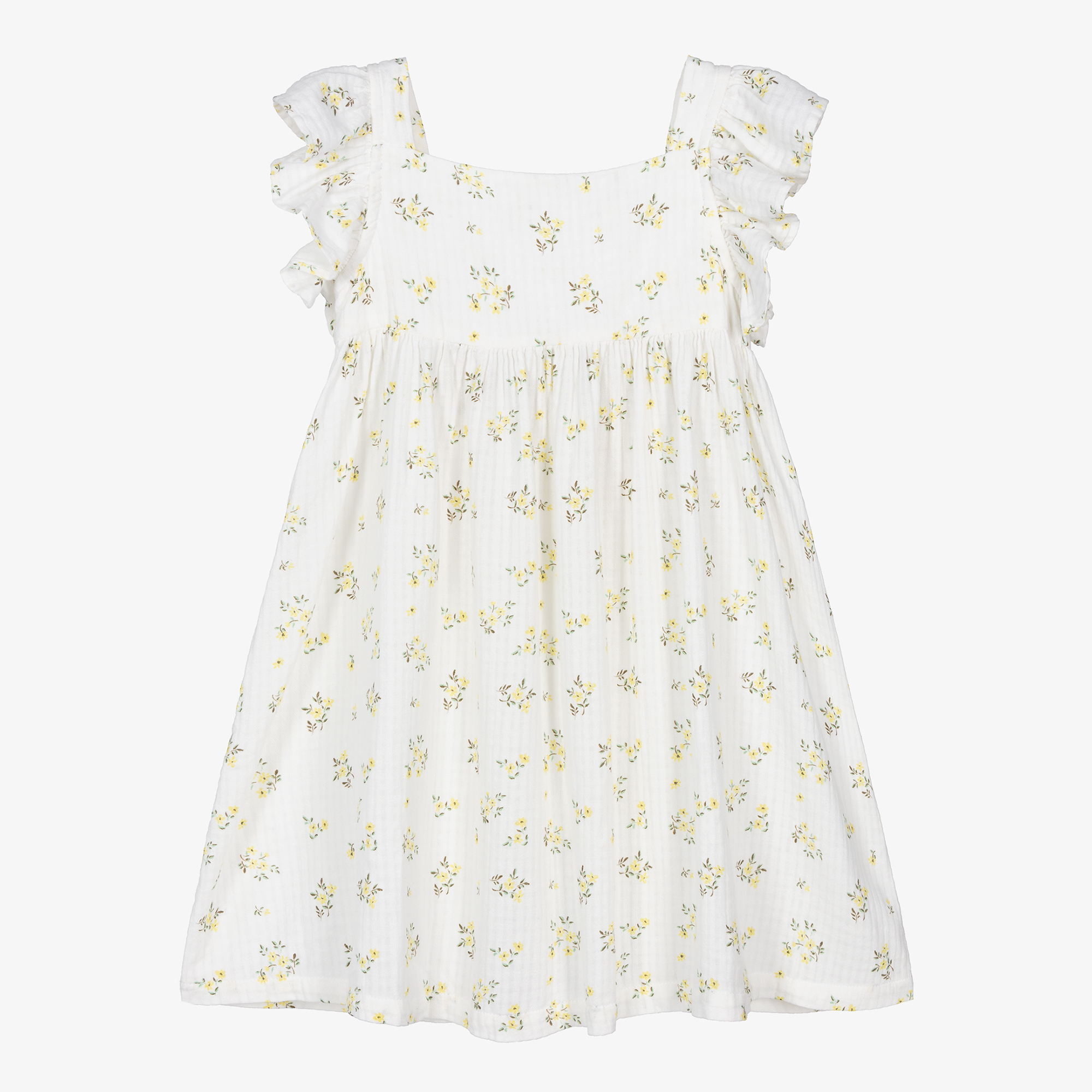 The New Society - Girls White Floral Cotton Dress | Childrensalon 