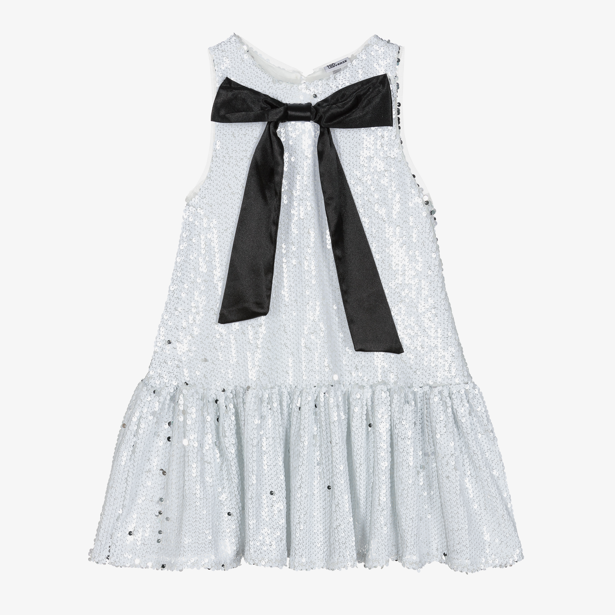 The Tiny Universe - Girls White Sequin Bow Dress | Childrensalon Outlet