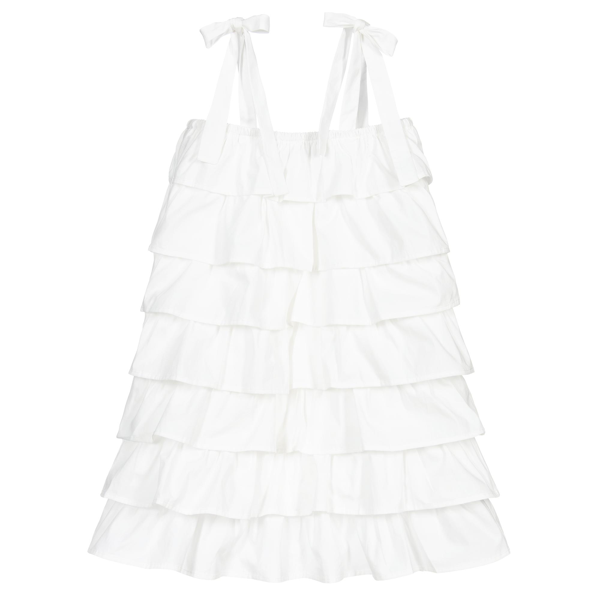 The Tiny Universe - White Cotton Ruffle Dress | Childrensalon Outlet