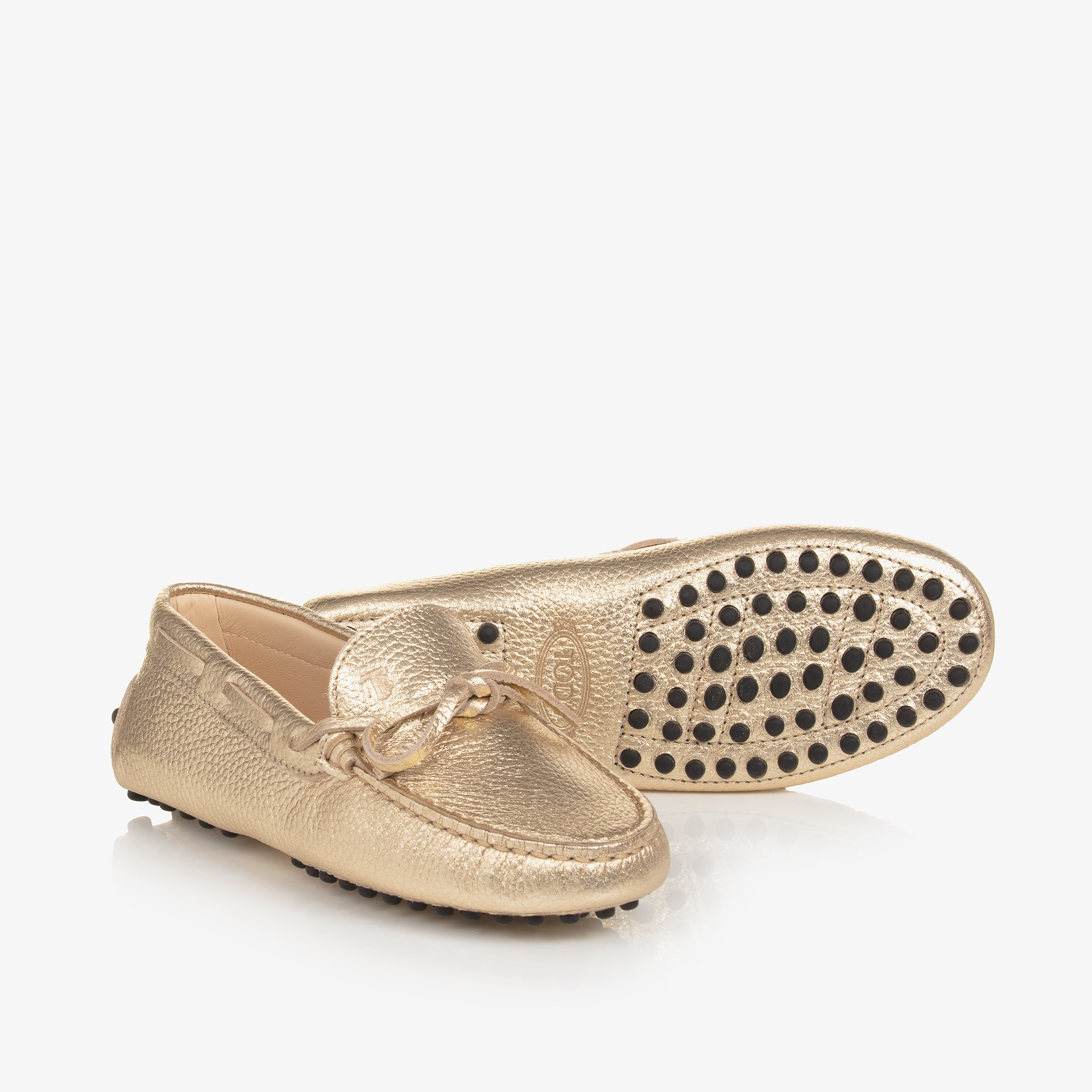 TOD’S Italian Driving Mocs Loafers Deep Gold Pebbled Leather Sz 8 Tod main image 2