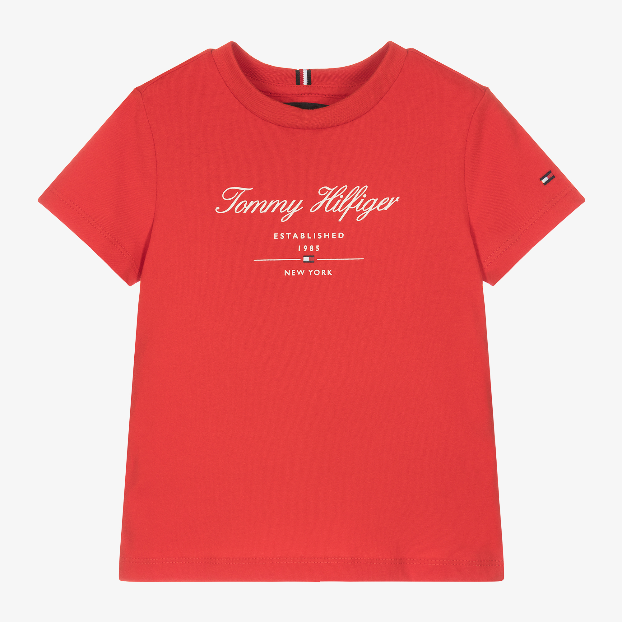 Tommy Hilfiger Boys Red Cotton Script T Shirt