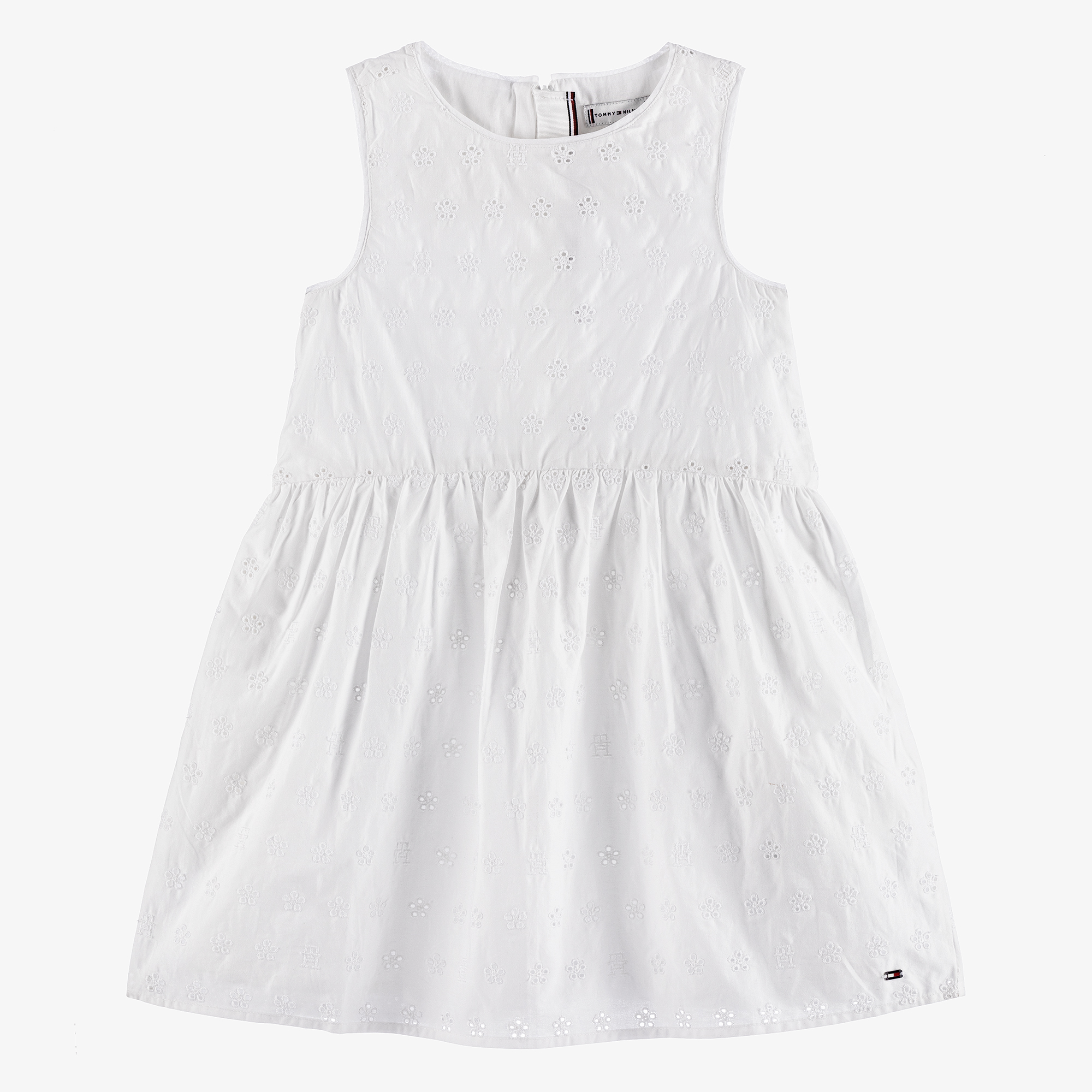 Tommy Hilfiger - Girls White Broderie Anglaise Dress | Childrensalon Outlet