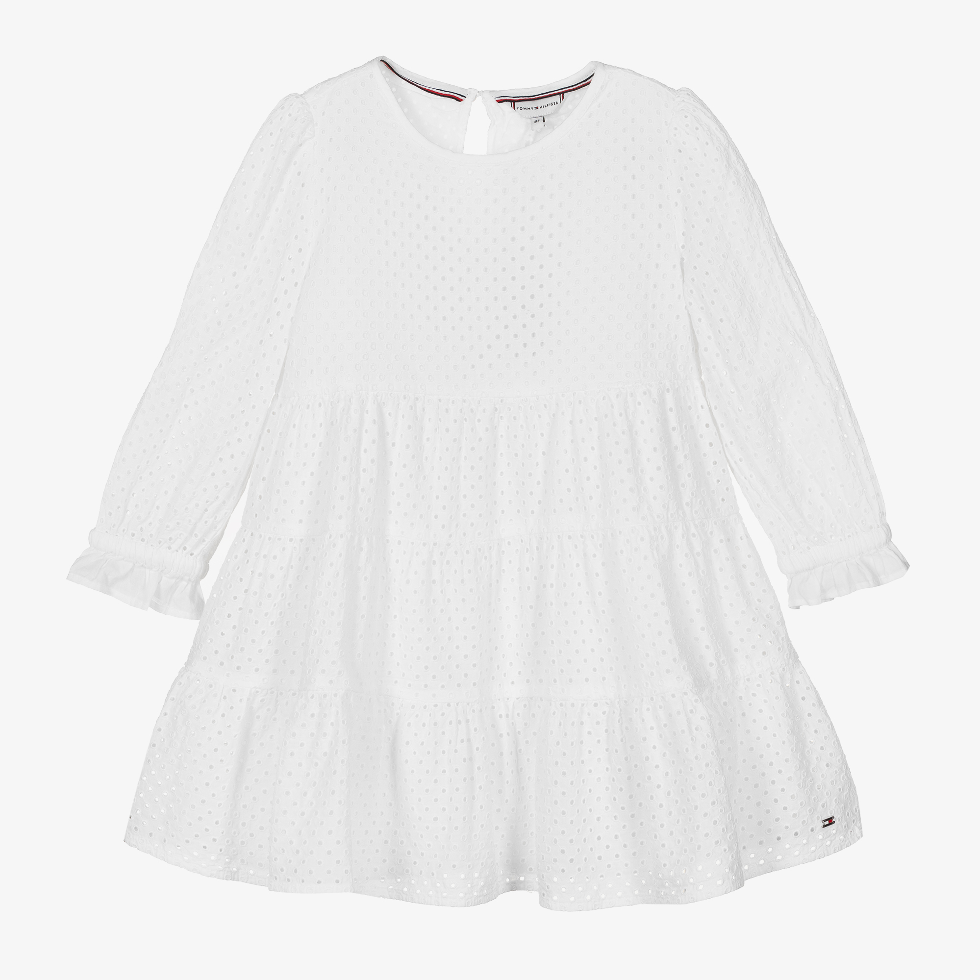 Tommy Hilfiger - Girls White Cotton Broderie Anglaise Dress | Childrensalon Outlet Tommy Hilfiger - Girls White Cotton Broderie Anglaise Dress | Childrensalon Outlet