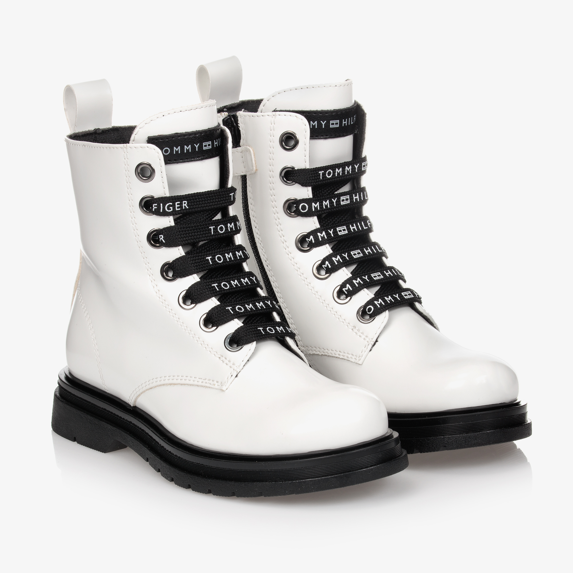 Tommy - Teen White Faux Leather Boots Outlet