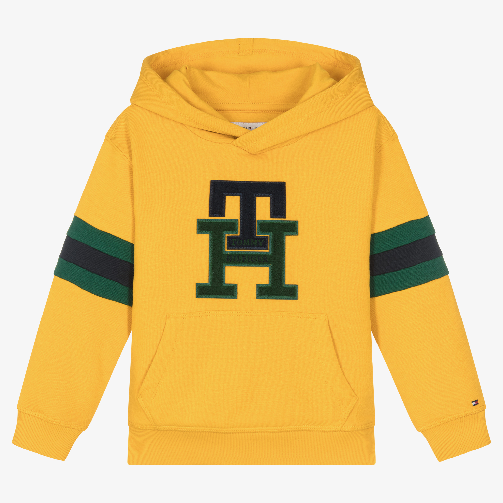 Syd partner synonymordbog Tommy Hilfiger - Yellow & Green Monogram Logo Hoodie | Childrensalon Outlet