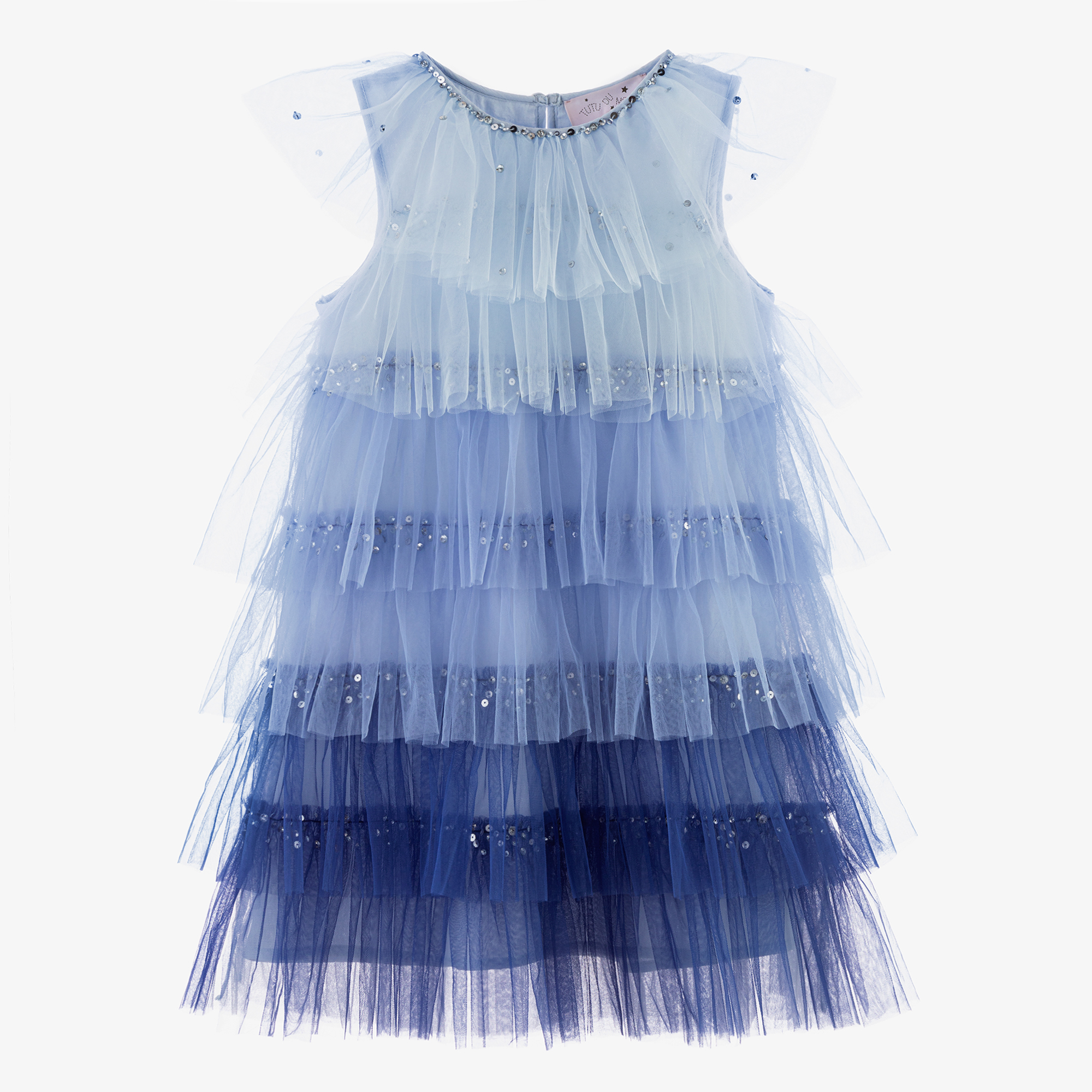Tutu du Monde - Girls Blue Tiered Ruffle Tulle Dress | Childrensalon Outlet