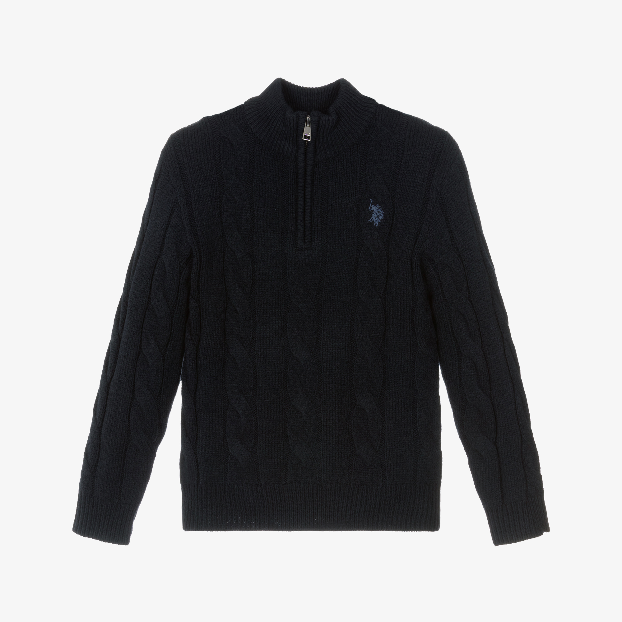 Saturdays Golf Polo Cable Knit ブラック U.S. Polo Assn. - Boys Navy Blue Cable Knit Sweater with Half Zip