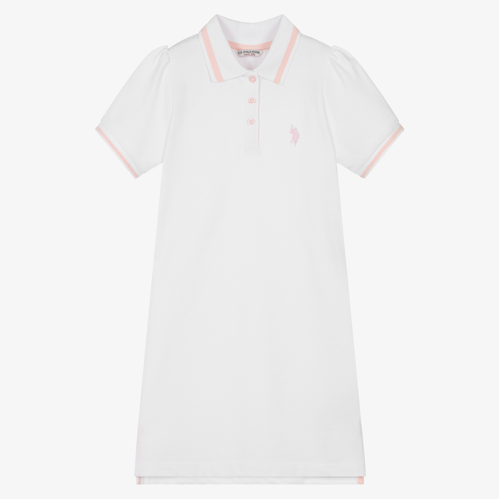 U.S. Polo Assn. - Girls White Cotton Piqué Polo Dress