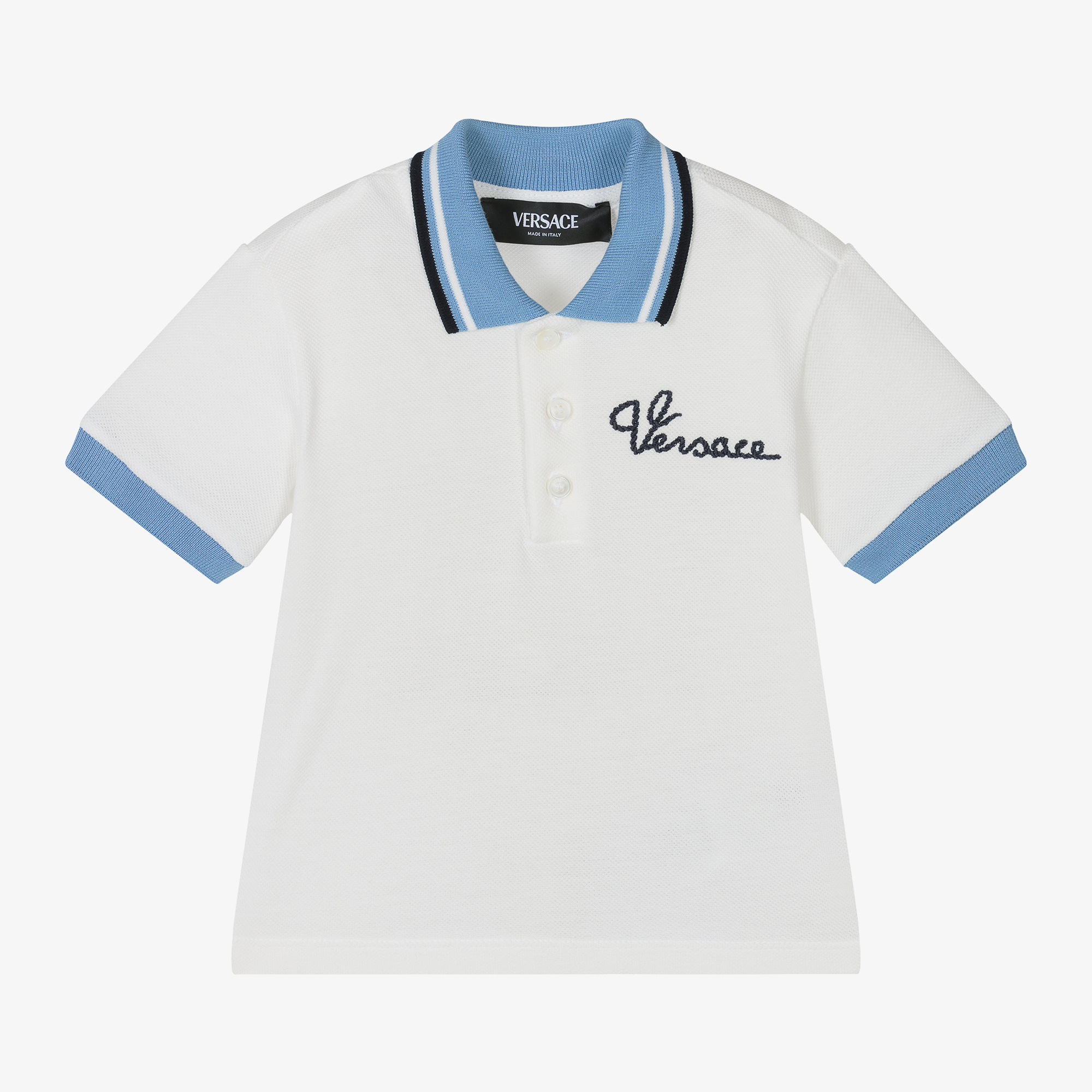 Versace - Baby Boys Ivory Cotton Piqué Polo Shirt
